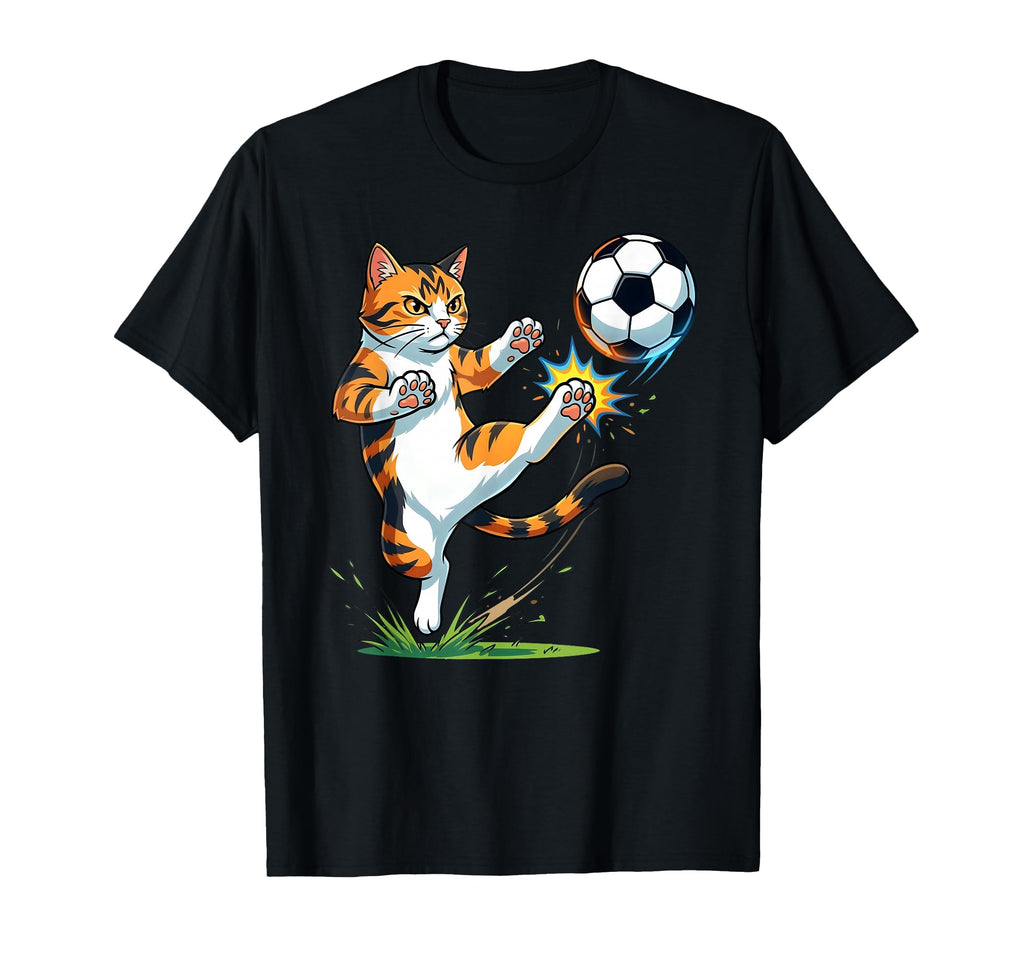 Funny Ginger Cat Playing Soccer T-Shirt - Minimalist Print Men Women - T-Shirt, Sweatshirt, Hoodie