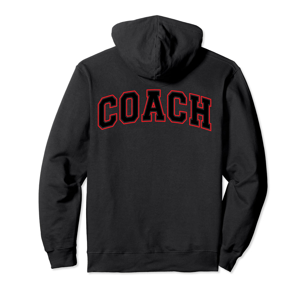 Coach Sports Trainer Black Red Back Hoodie - Novelty Apparel for Adults - T-Shirt, Sweatshirt, Hoodie