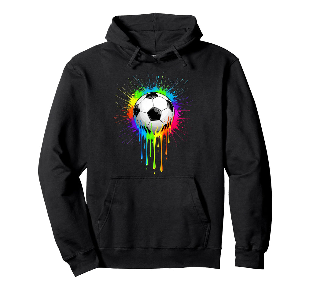 Soccer Drip Colorful Splashing Paint Hoodie - Minimalist Print for Adults - T-Shirt, Sweatshirt, Hoodie