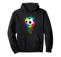 Soccer Drip Colorful Splashing Paint Hoodie - Minimalist Print for Adults - T-Shirt, Sweatshirt, Hoodie