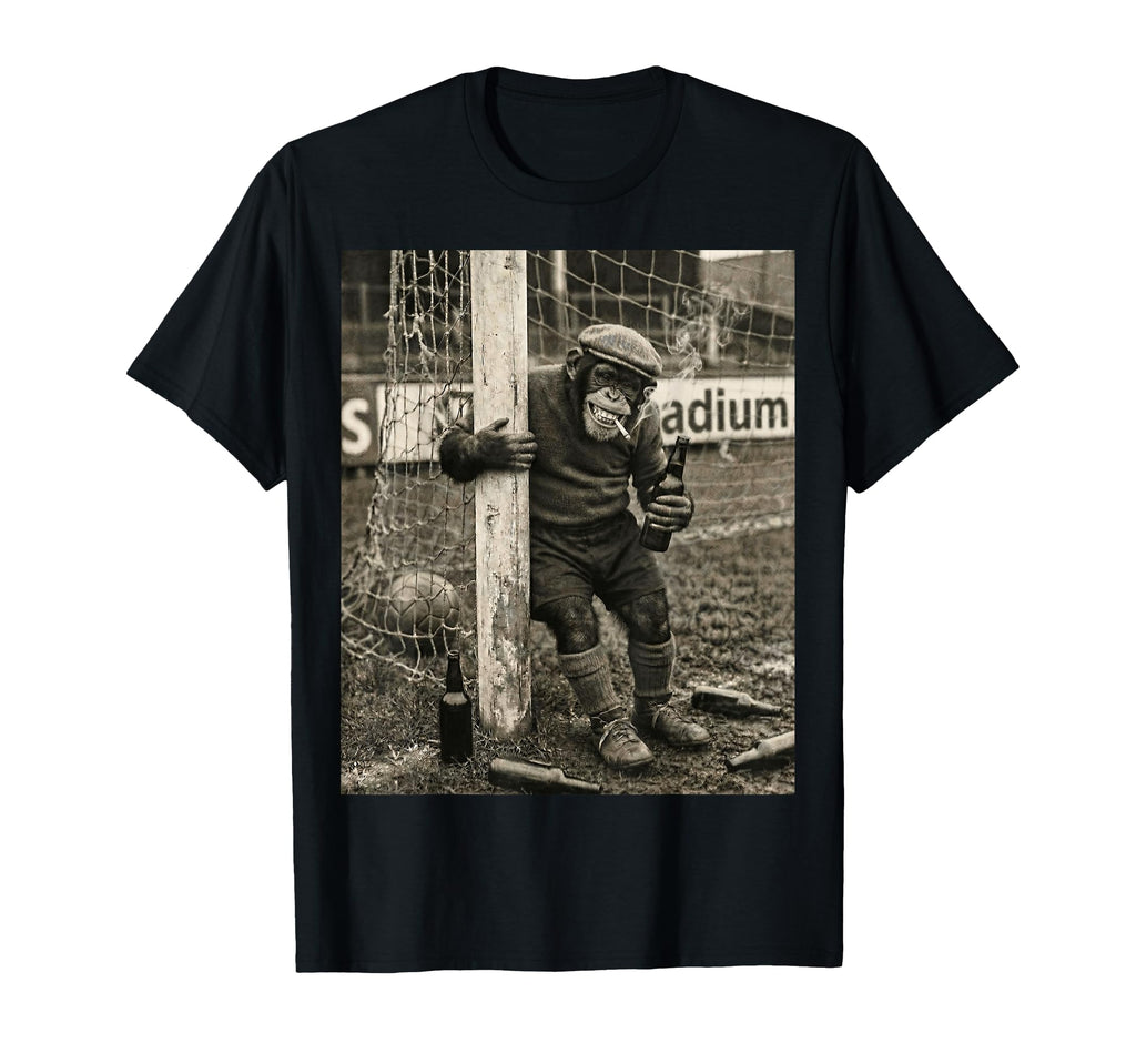 Beer Drinking Smoking Pub Soccer Chimp T-Shirt - Unique Graphic Men Women - T-Shirt, Sweatshirt, Hoodie