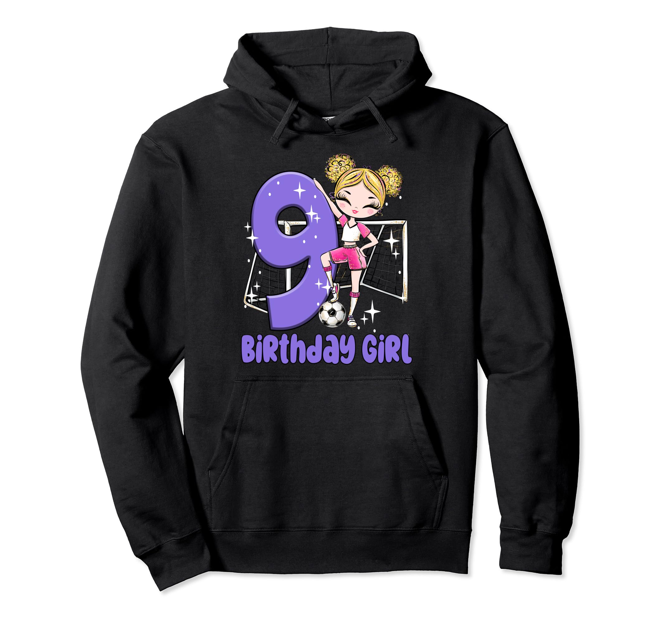 9Th Birthday Soccer Ball Net Party Nine Hoodie - Graphic Print for Adults - T-Shirt, Sweatshirt, Hoodie