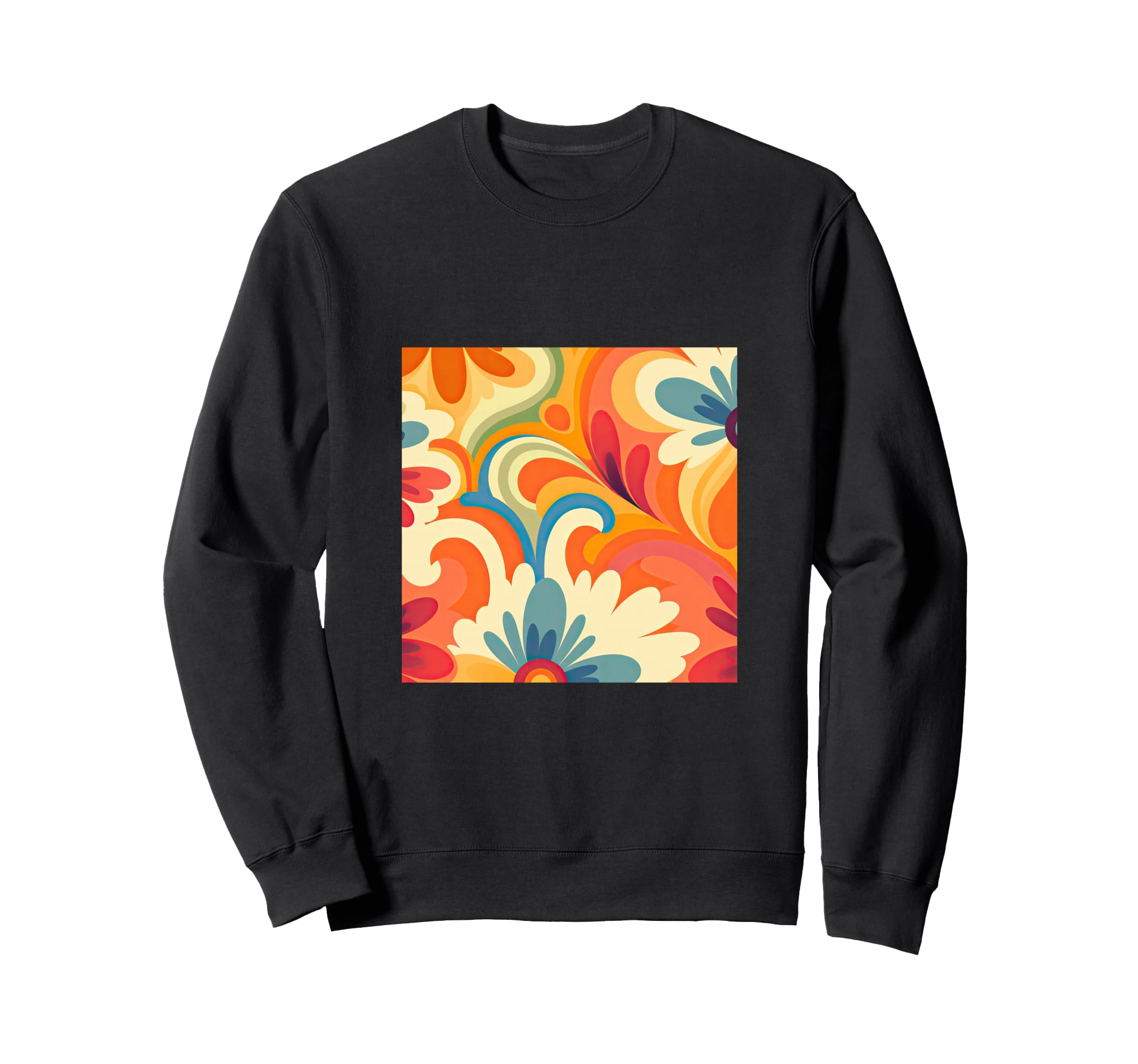 70S Wallpaper Flowers Floral Pattern Sweatshirt - Unique Graphic for Adults - T-Shirt, Sweatshirt, Hoodie