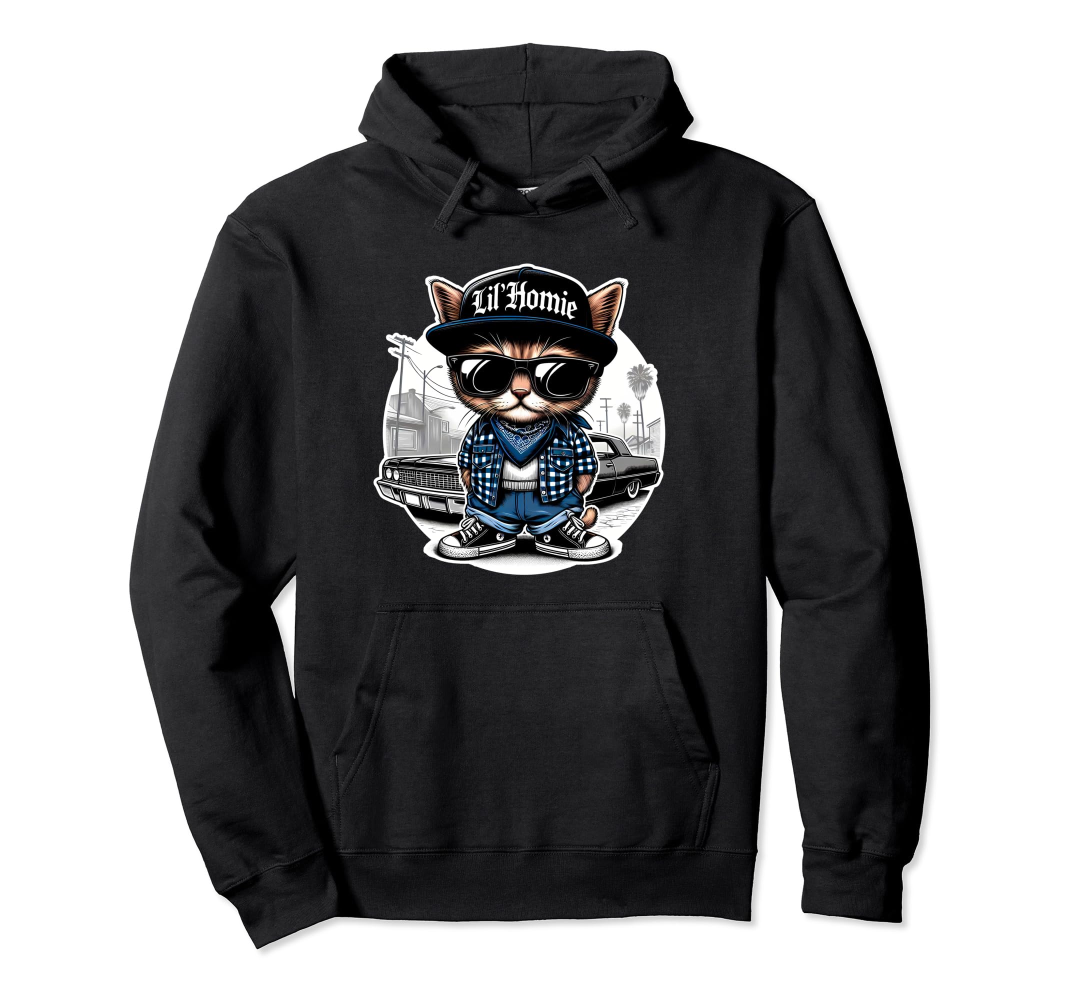 Lil Homie Lowrider Chicano Art West Coast Hoodie - Trendy Graphic Unisex - T-Shirt, Sweatshirt, Hoodie