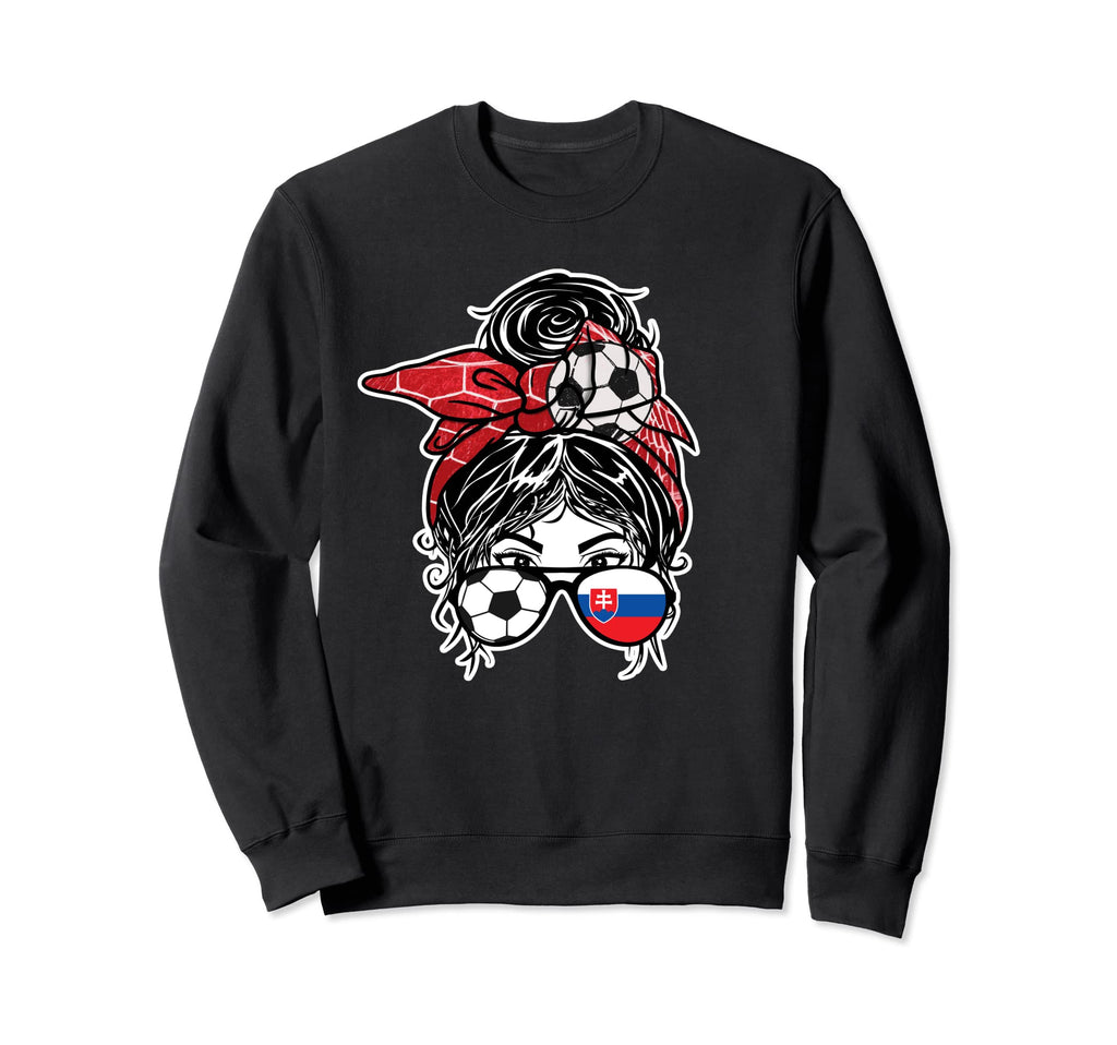 Messy Bun Hair Slovak Soccer Sweatshirt - Minimalist Print Men Women - T-Shirt, Sweatshirt, Hoodie