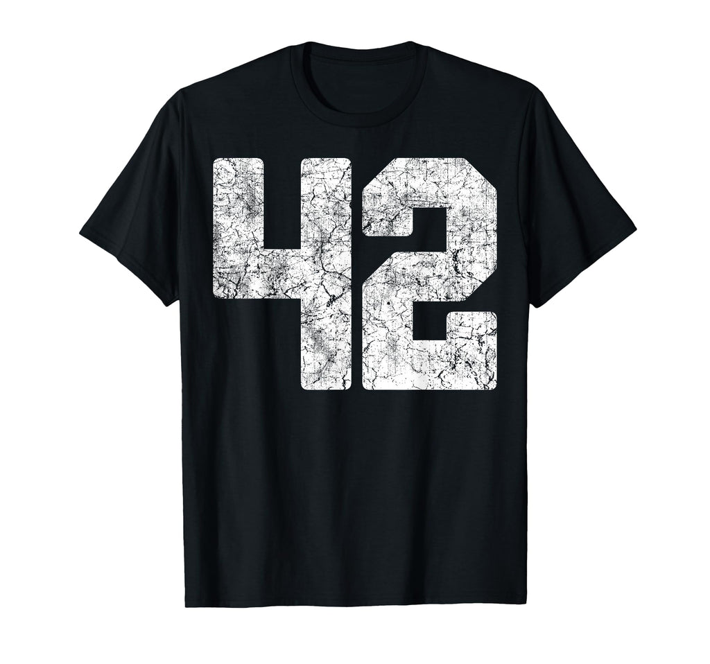 Distressed White Number 42 Jersey T-Shirt - Minimalist Print for Adults - T-Shirt, Sweatshirt, Hoodie