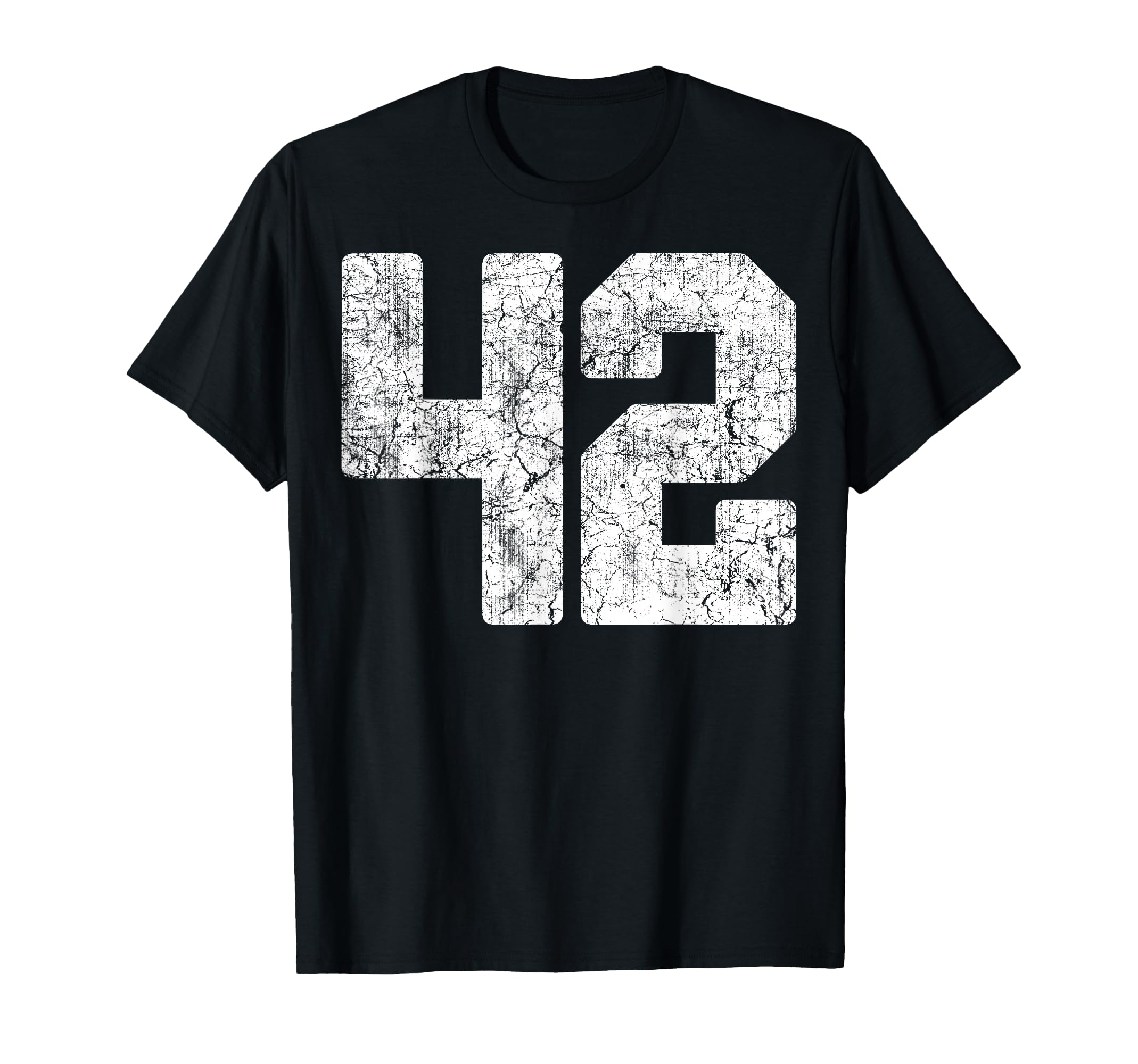 Distressed White Number 42 Jersey T-Shirt - Minimalist Print for Adults - T-Shirt, Sweatshirt, Hoodie