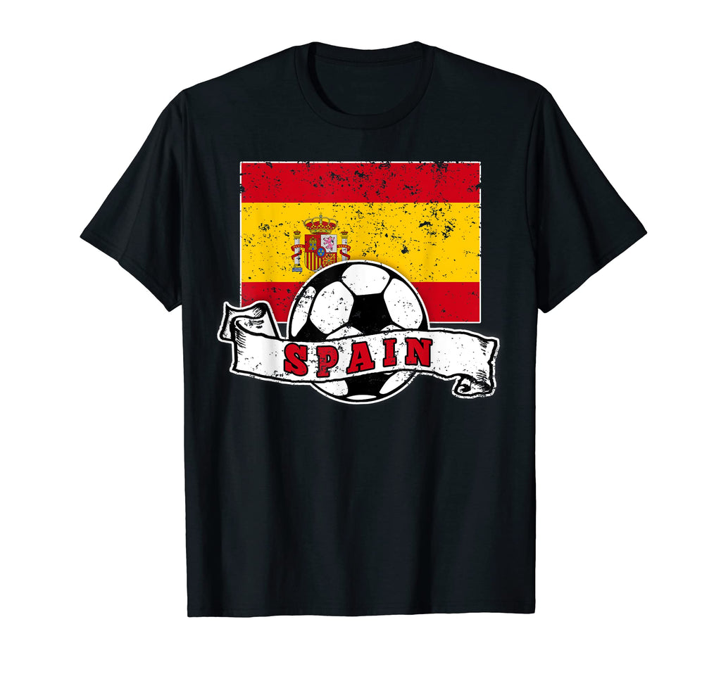 Spain Soccer Ball And Flag T-Shirt - Fun Novelty Design for Adults - T-Shirt, Sweatshirt, Hoodie