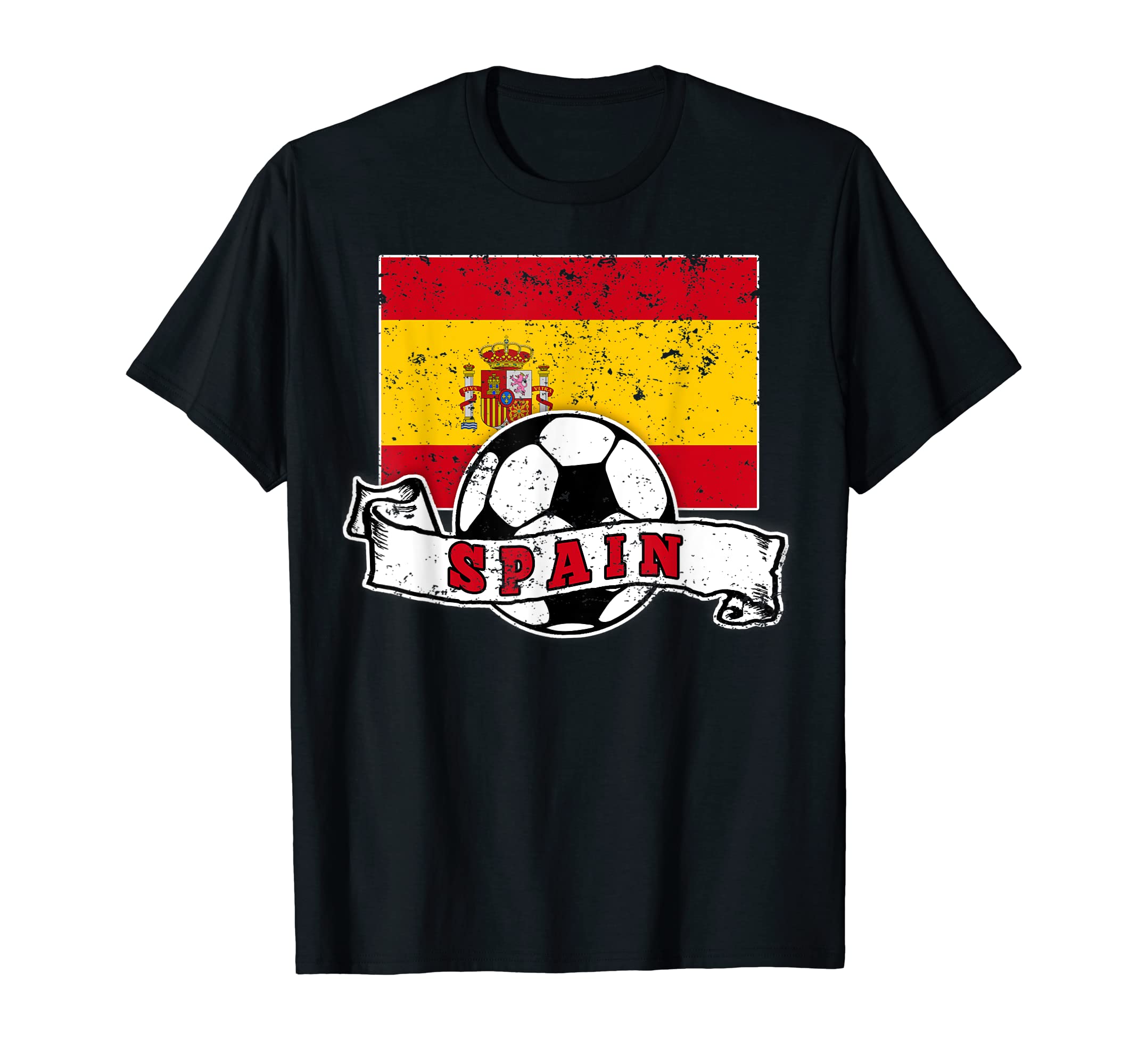 Spain Soccer Ball And Flag T-Shirt - Fun Novelty Design for Adults - T-Shirt, Sweatshirt, Hoodie