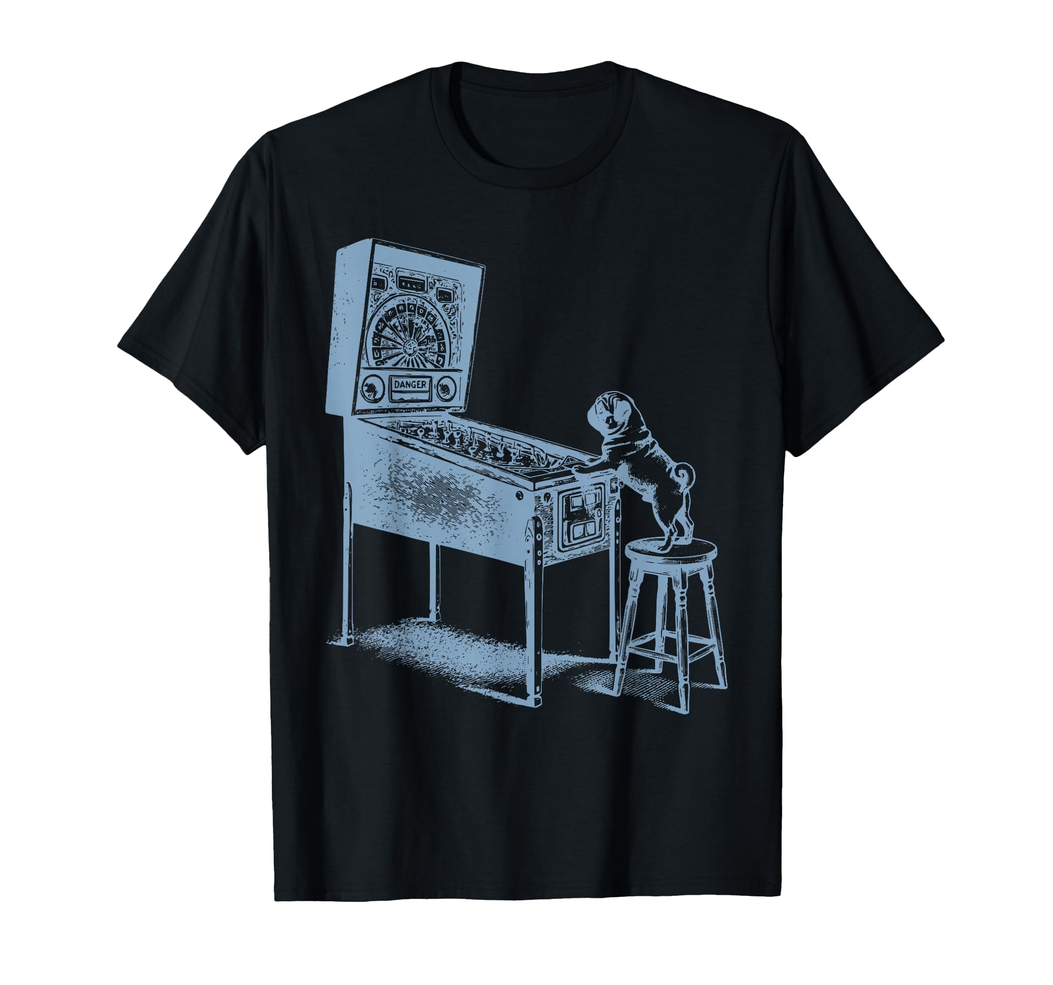 Dog Pug Playing Pinball Arcade Game T-Shirt - Minimalist Print Unisex - T-Shirt, Sweatshirt, Hoodie