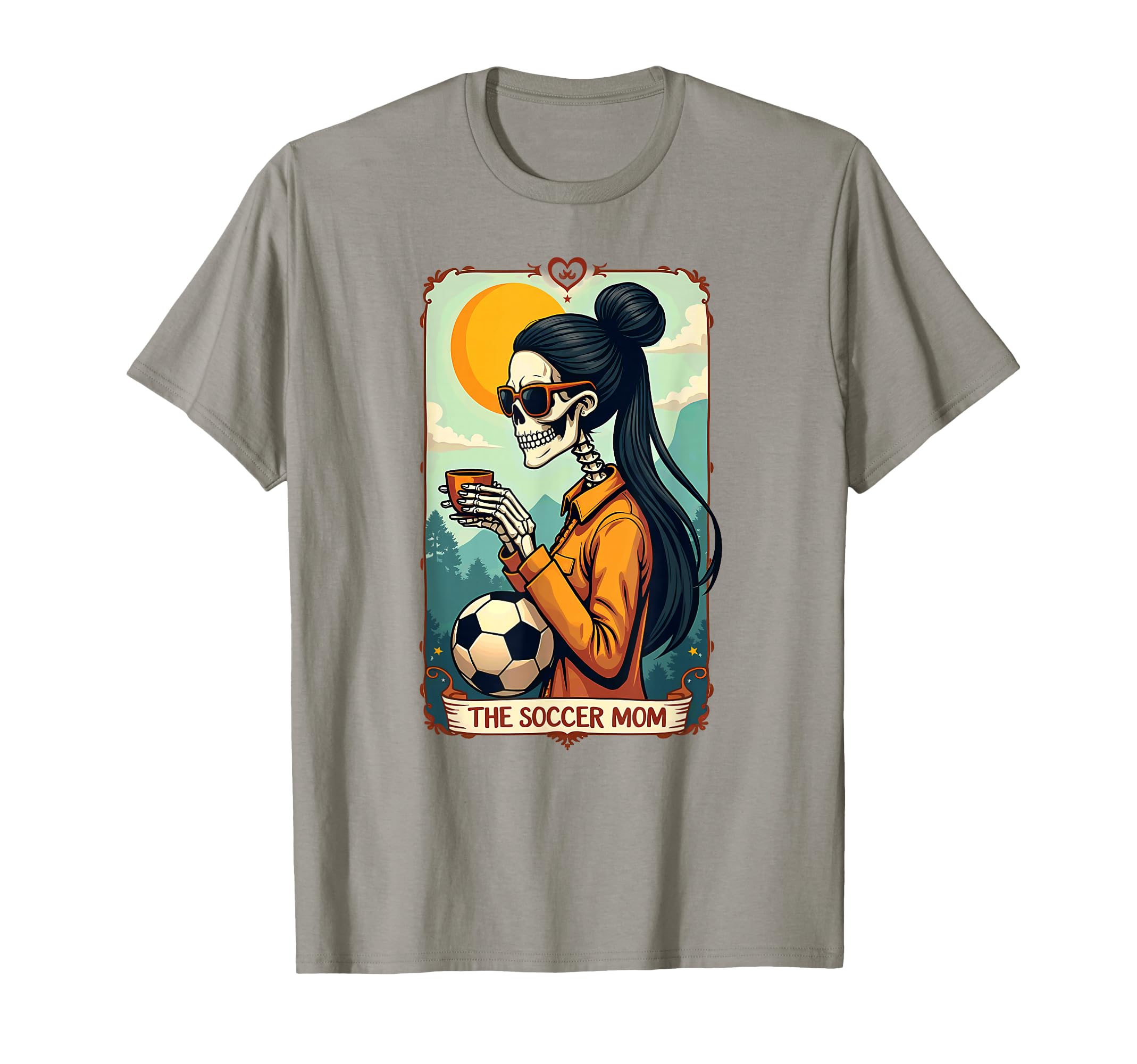 Gothic Tarot Card Skeleton Coffee Soccer T-Shirt - Minimalist Print Unisex - T-Shirt, Sweatshirt, Hoodie