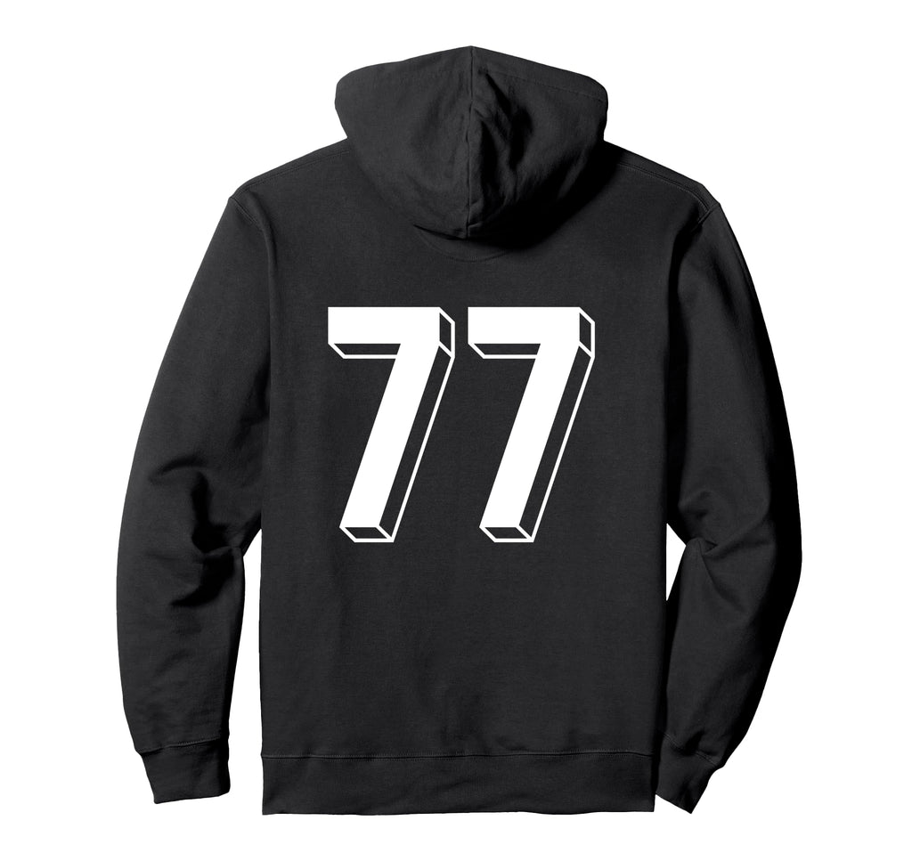 Number 77 Backside 80S 90S Team Jersey Hoodie - Novelty Apparel Unisex - T-Shirt, Sweatshirt, Hoodie