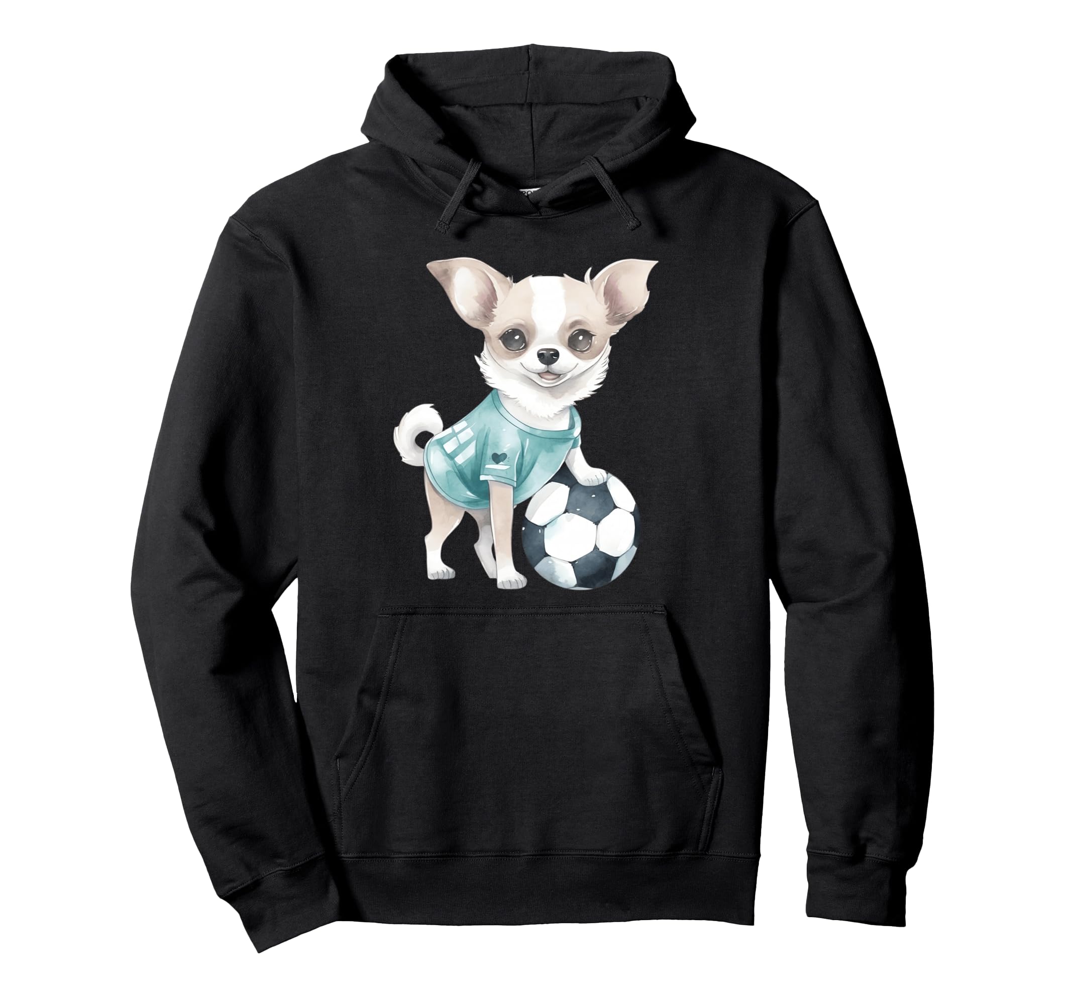Watercolor Chihuahua Soccer Dog Hoodie - Casual Everyday Wear for Adults - T-Shirt, Sweatshirt, Hoodie