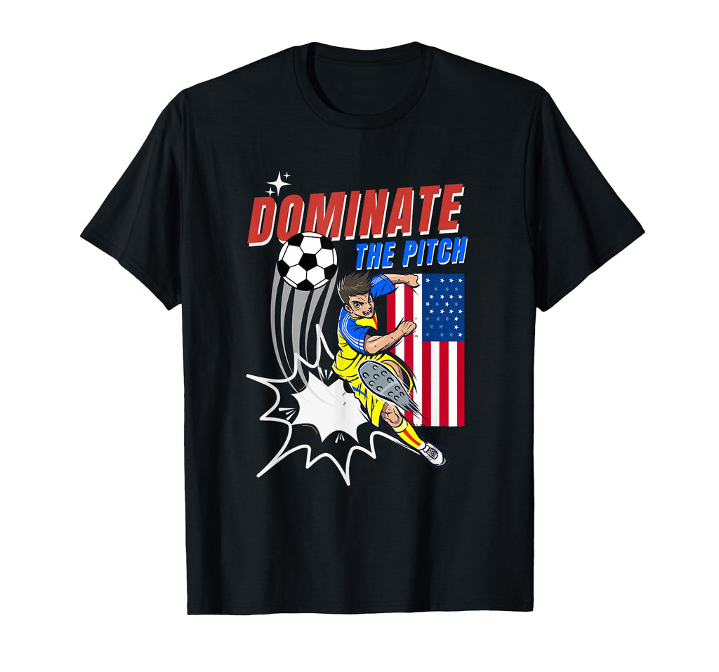 Dominate Pitch Soccer Player Action T-Shirt - Trendy Graphic for Adults - T-Shirt, Sweatshirt, Hoodie