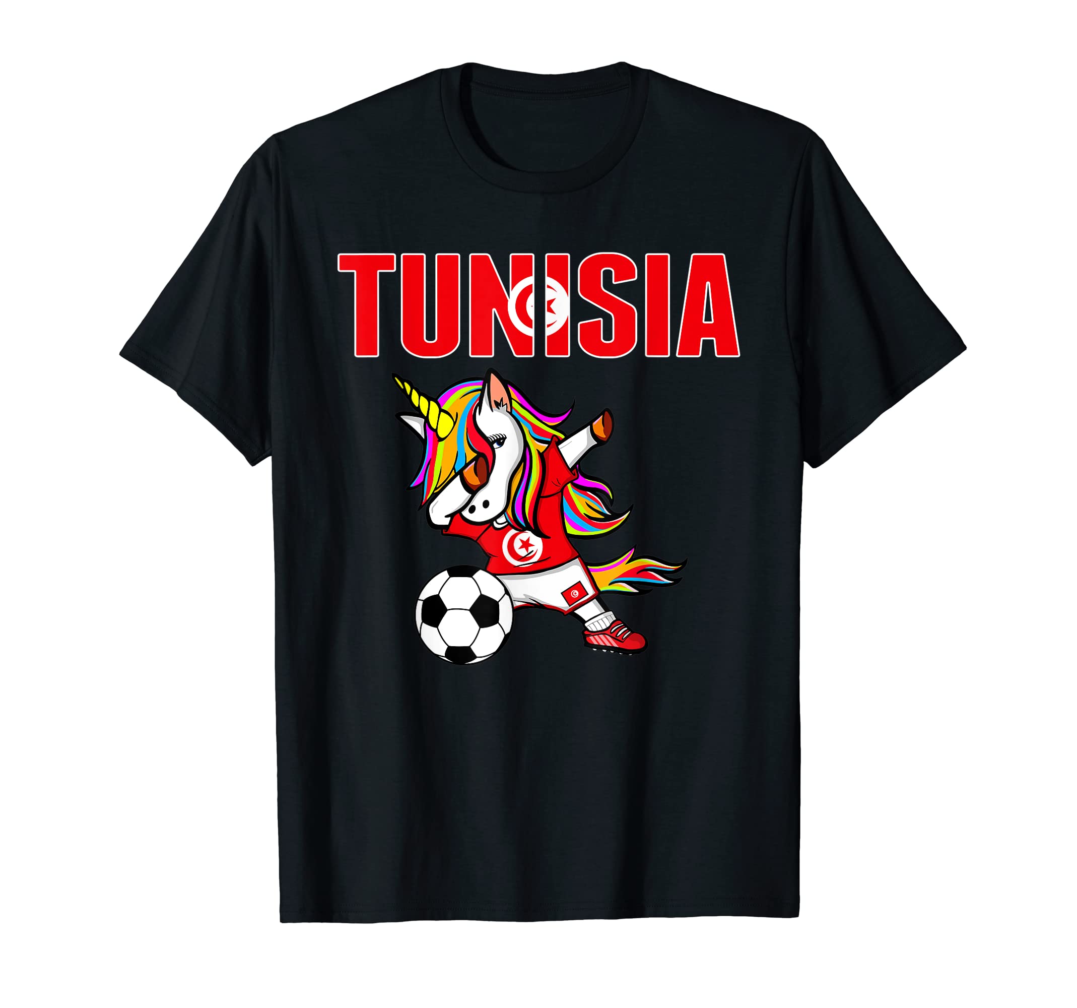 Dabbing Unicorn Tunisia Soccer T-Shirt - Casual Everyday Wear Men Women - T-Shirt, Sweatshirt, Hoodie
