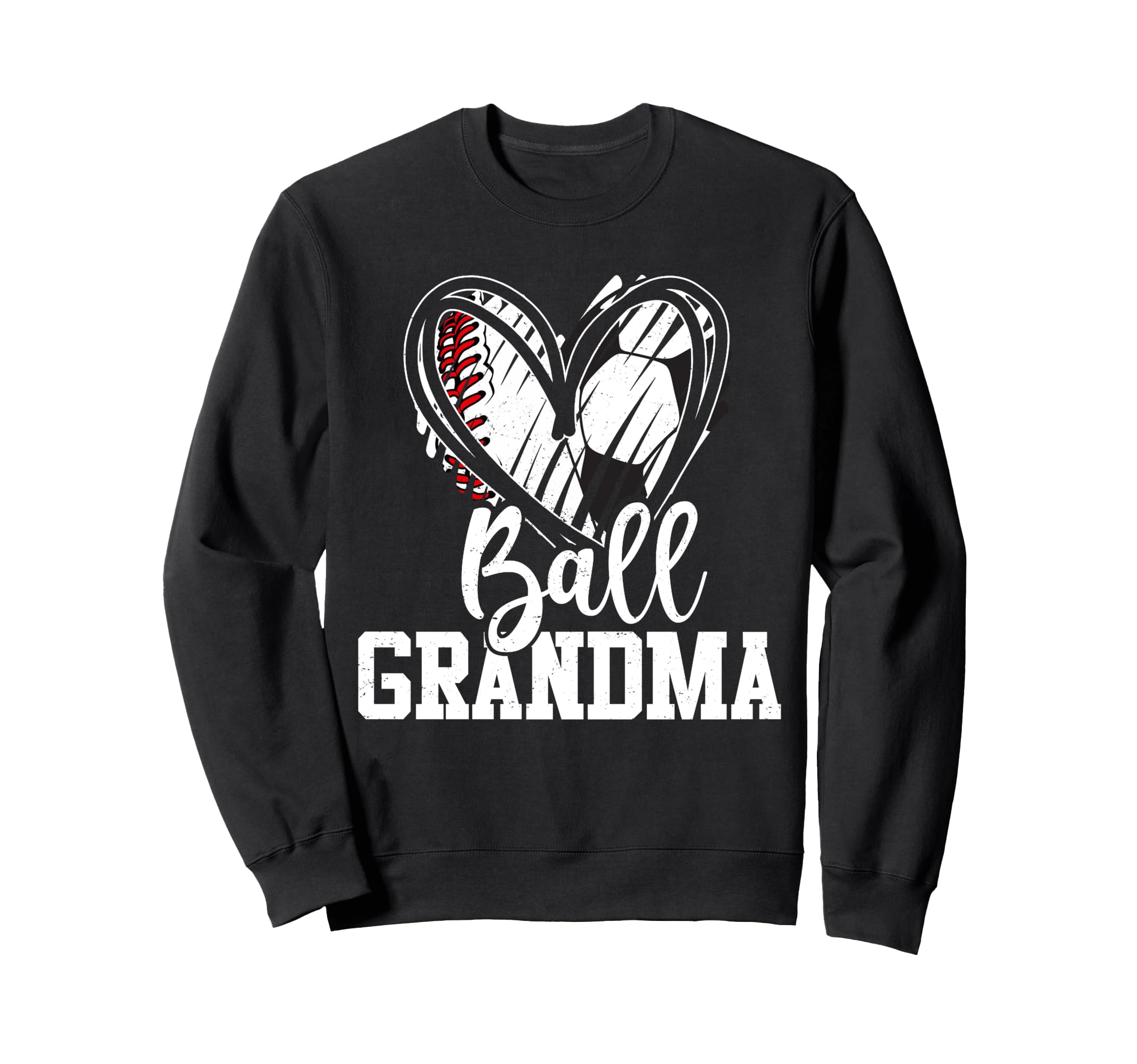 Ball Grandma Heart Baseball Soccer Hoodie - Minimalist Print for Adults - T-Shirt, Sweatshirt, Hoodie