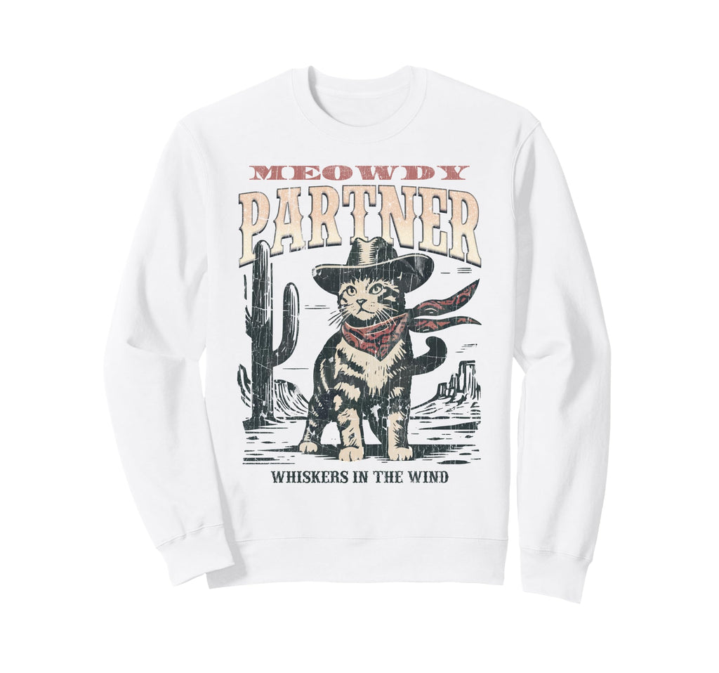Meowdy Partner Cowboy Cat Sweatshirt - Custom Art Print for Adults - T-Shirt, Sweatshirt, Hoodie