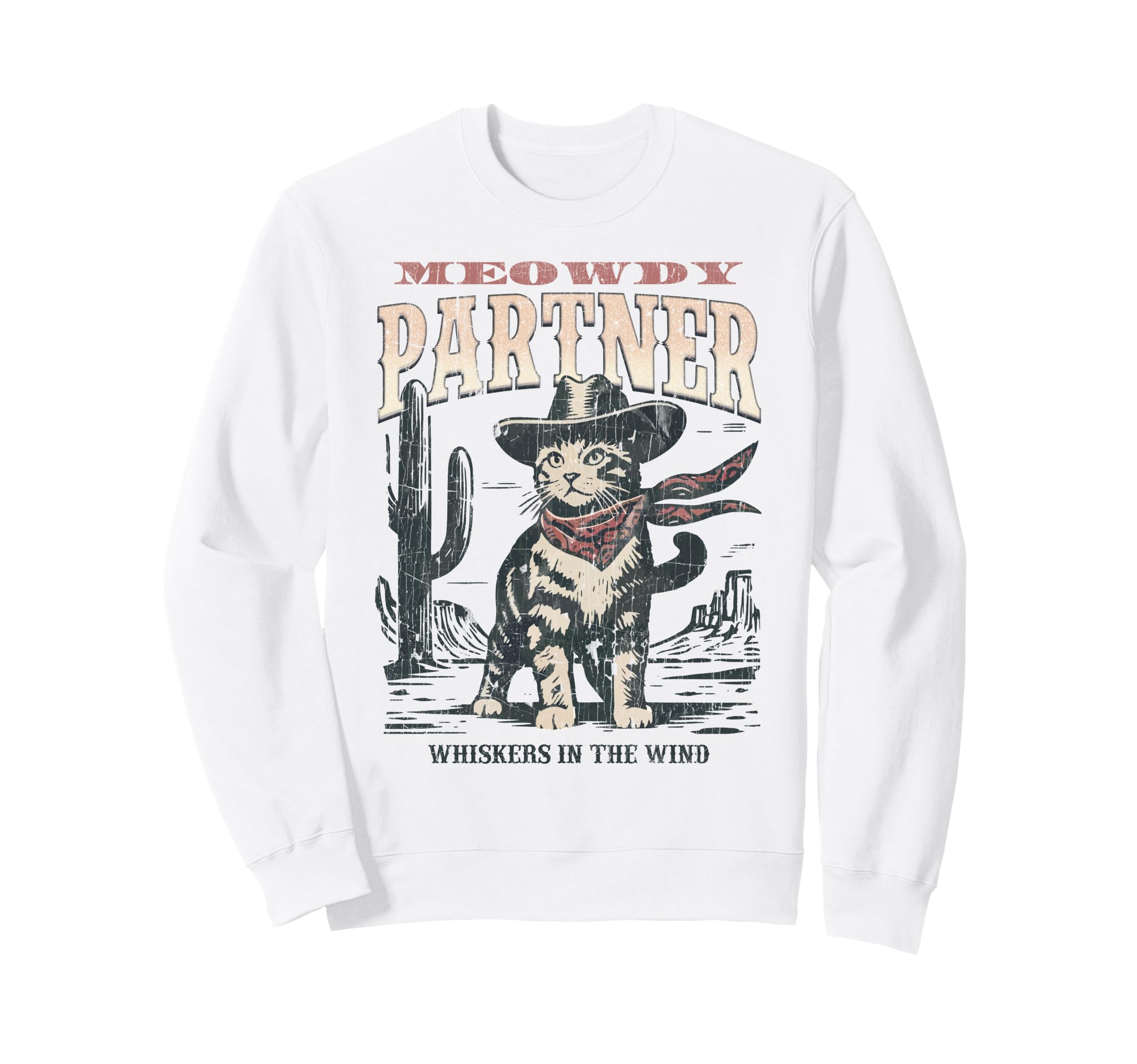 Meowdy Partner Cowboy Cat Sweatshirt - Custom Art Print for Adults - T-Shirt, Sweatshirt, Hoodie