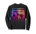 Dripping Paint Boombox Old School Sweatshirt - Novelty Apparel Men Women - T-Shirt, Sweatshirt, Hoodie