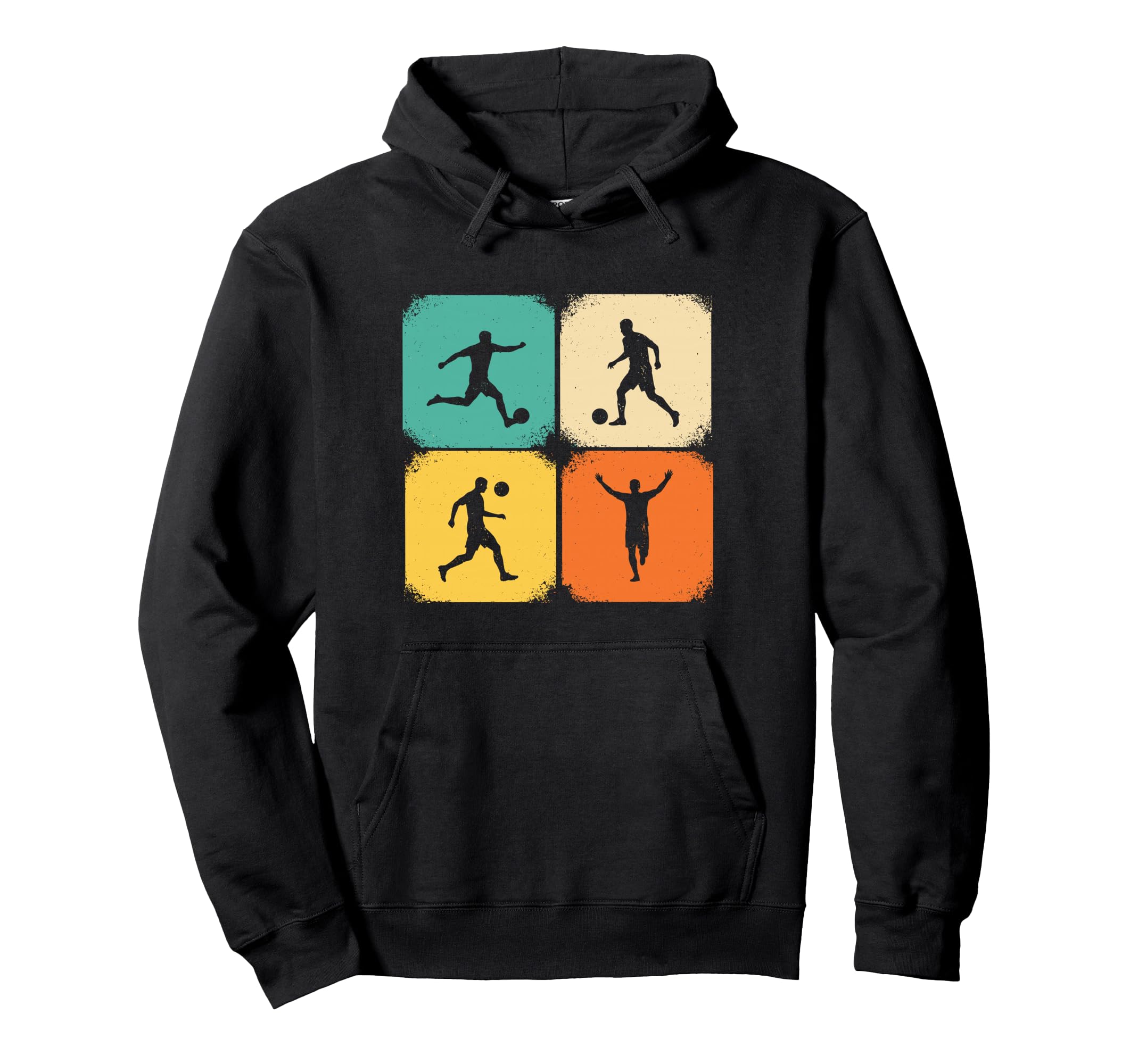 Distressed Soccer Player Silhouettes Hoodie - Trendy Graphic for Adults - T-Shirt, Sweatshirt, Hoodie