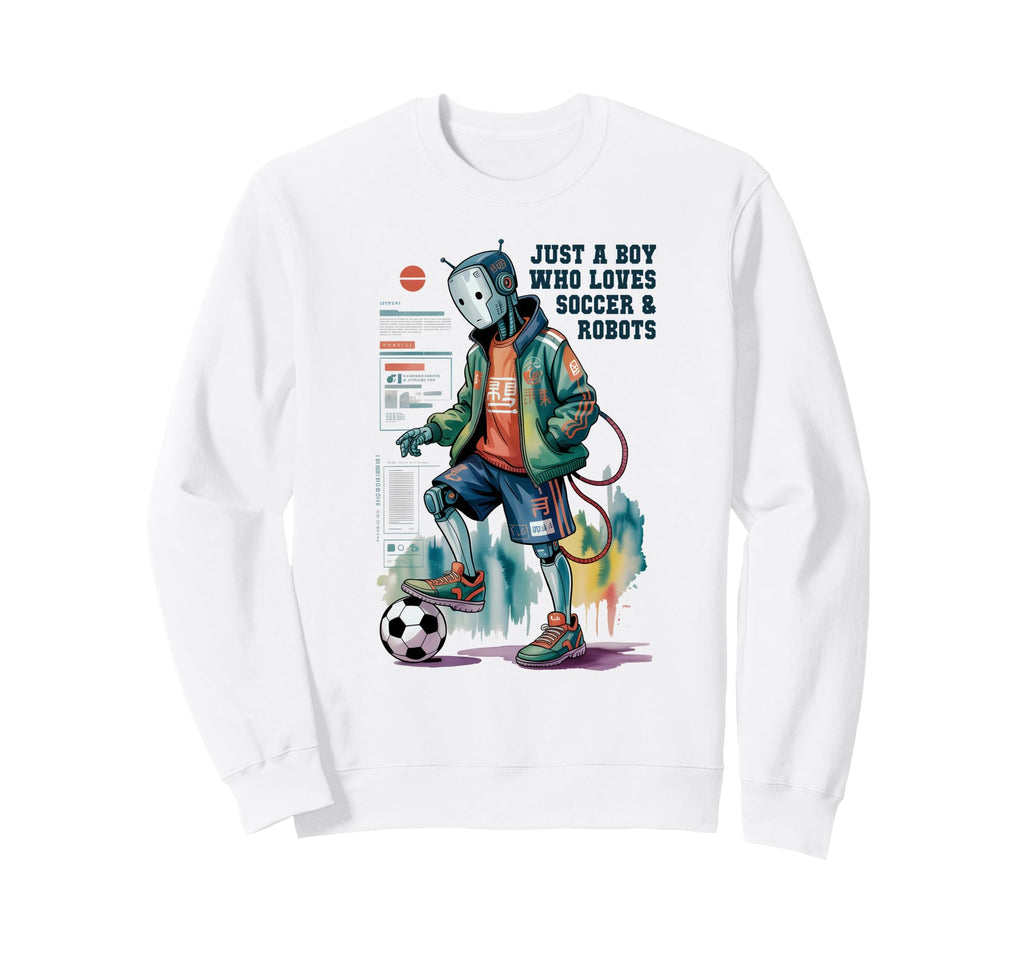 Just Who Loves Soccer Robots Play Sweatshirt - Trendy Graphic Men Women - T-Shirt, Sweatshirt, Hoodie