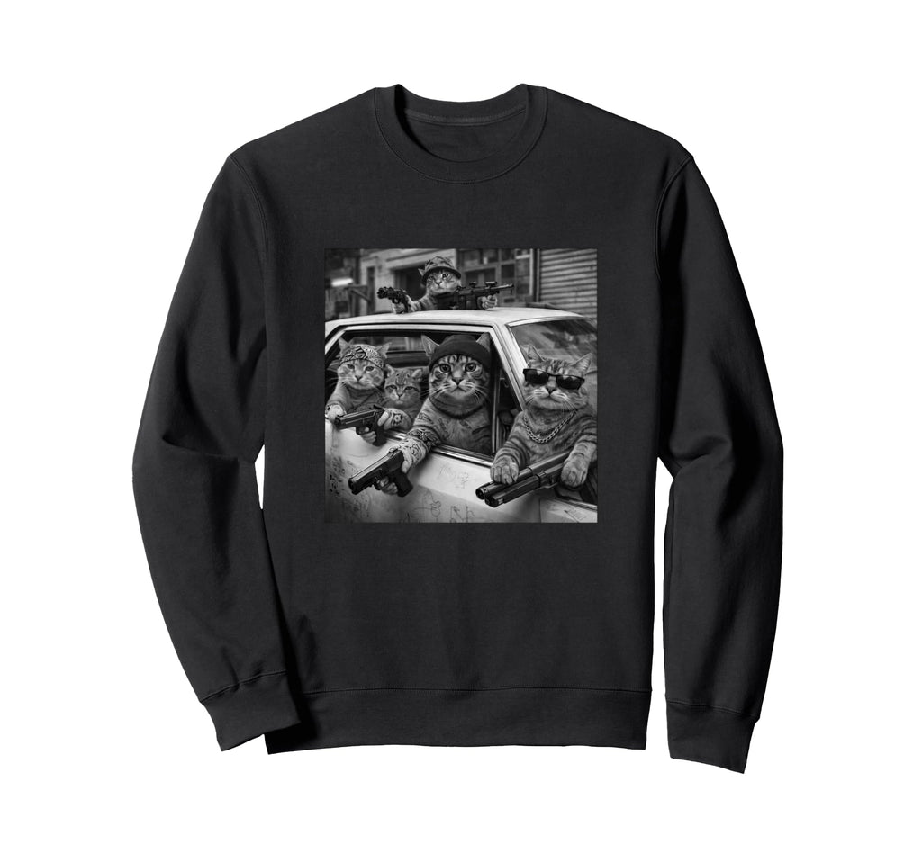 Funny Gangster Cat Old School Hip Sweatshirt - Trendy Graphic for Adults - T-Shirt, Sweatshirt, Hoodie