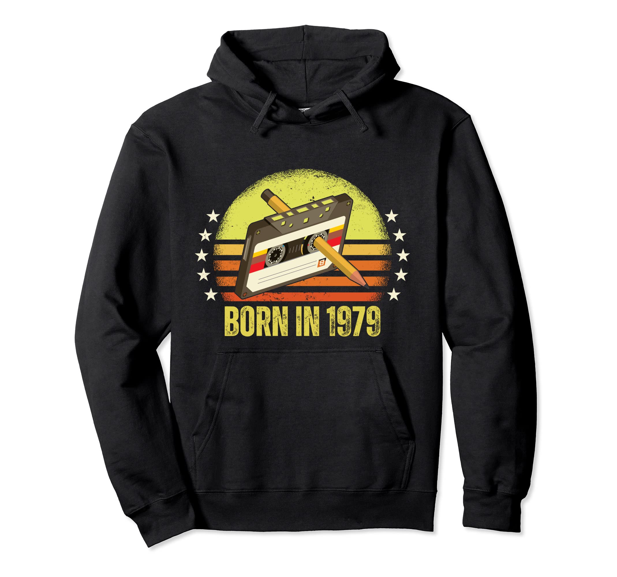 Born 1979 Cassette Tape Pencil Hoodie - Fun Novelty Design for Adults - T-Shirt, Sweatshirt, Hoodie