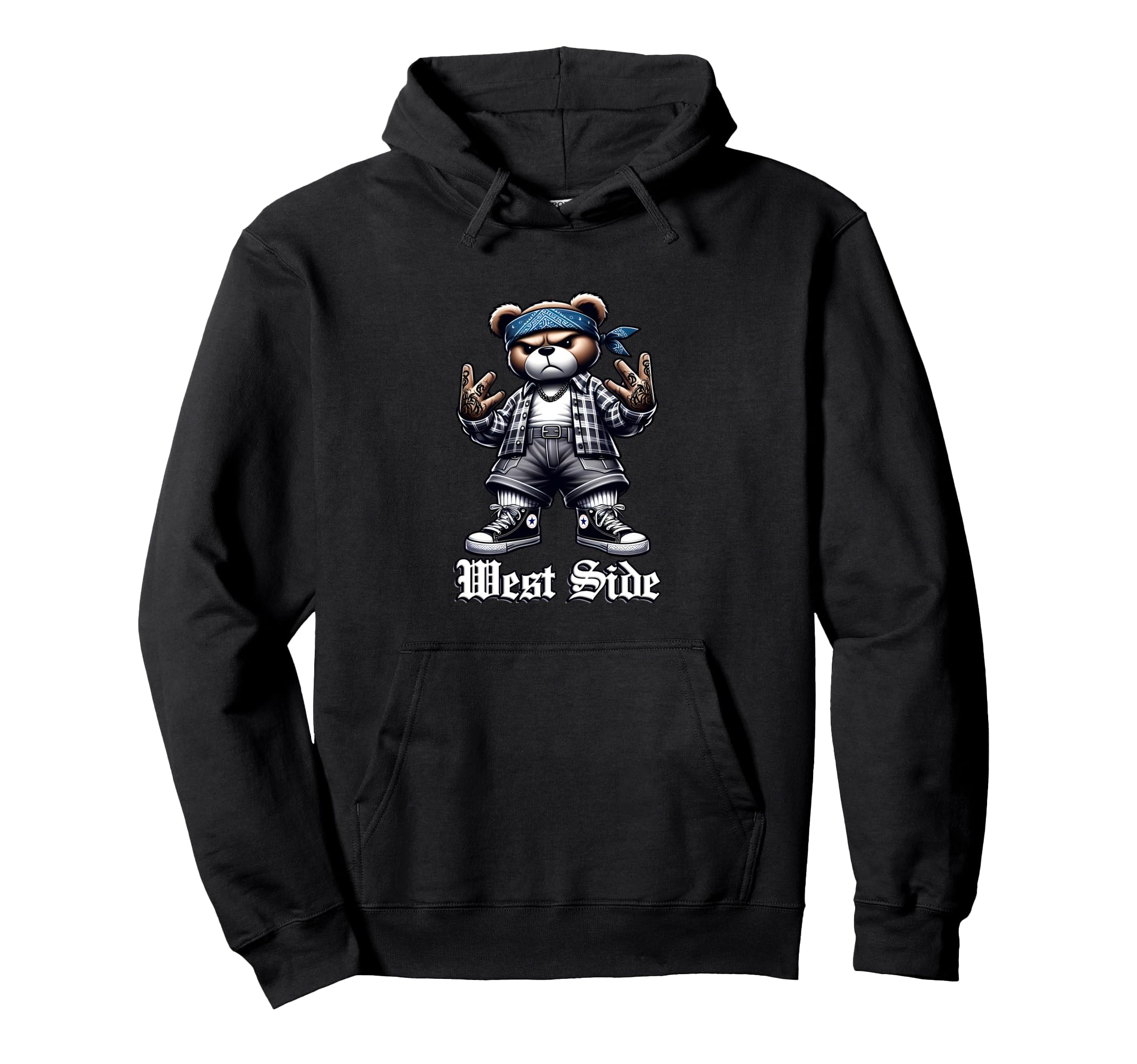West Coast Hip Hop Teddy Bear Old School Hoodie - Novelty Apparel Unisex - T-Shirt, Sweatshirt, Hoodie