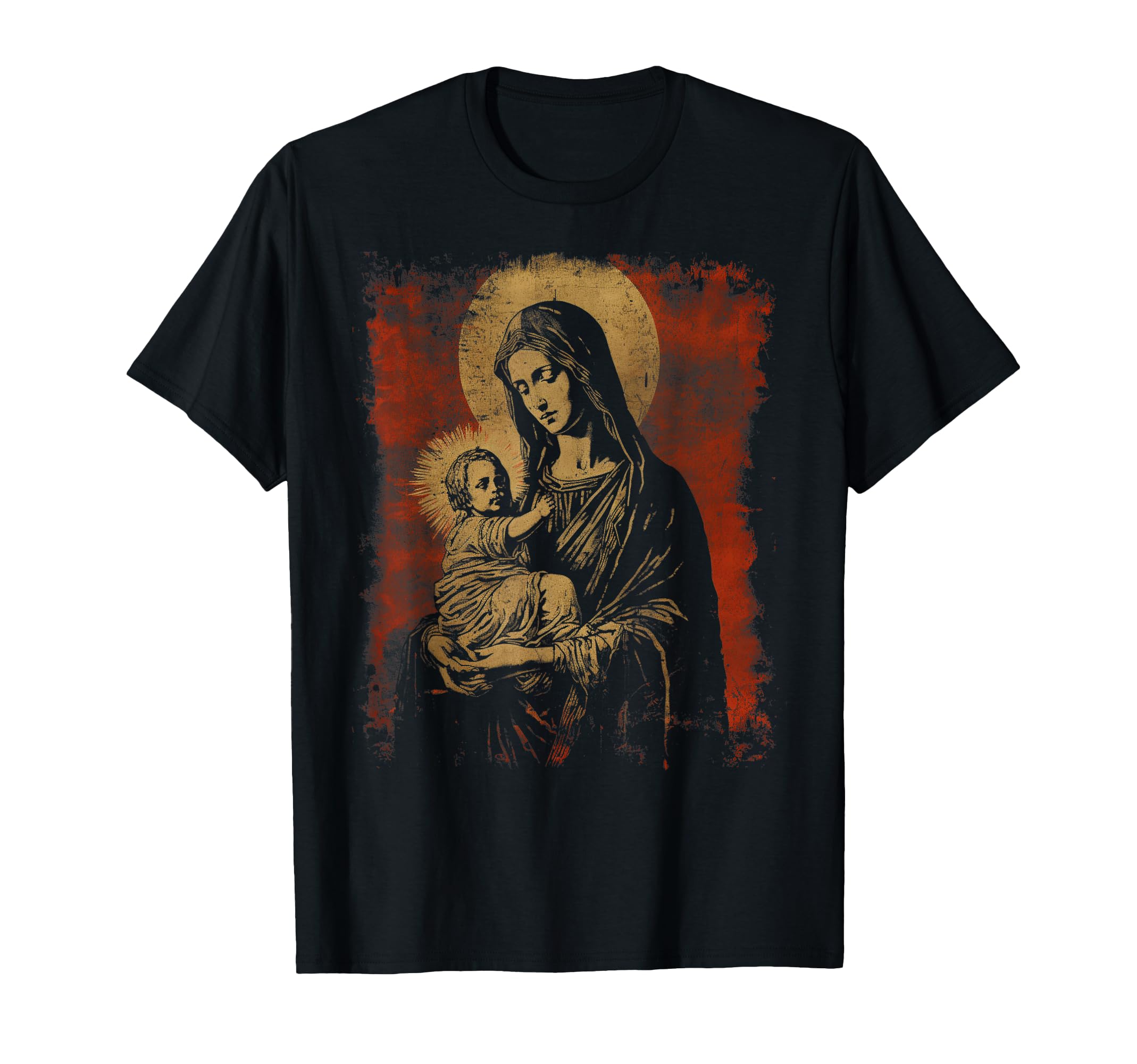 Mary Jesus Distressed 90S Goth T-Shirt - Aesthetic Graphic Men Women - T-Shirt, Sweatshirt, Hoodie
