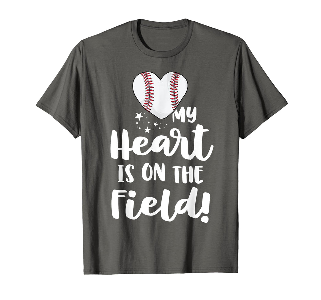 My Heart Is Field Baseball Mom Softball T-Shirt - Trendy Graphic for Adults - T-Shirt, Sweatshirt, Hoodie