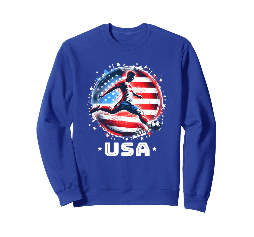 American Flag Soccer Player Sweatshirt - Fun Novelty Design for Adults - T-Shirt, Sweatshirt, Hoodie