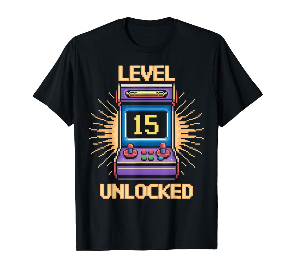 Level 15 Unlock Birthday Gamer 15 Year Old T-Shirt - Graphic Print Unisex - T-Shirt, Sweatshirt, Hoodie