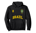 Brazil Number 8 Brazilian Soccer Team Sports Hoodie - Graphic Print Unisex - T-Shirt, Sweatshirt, Hoodie