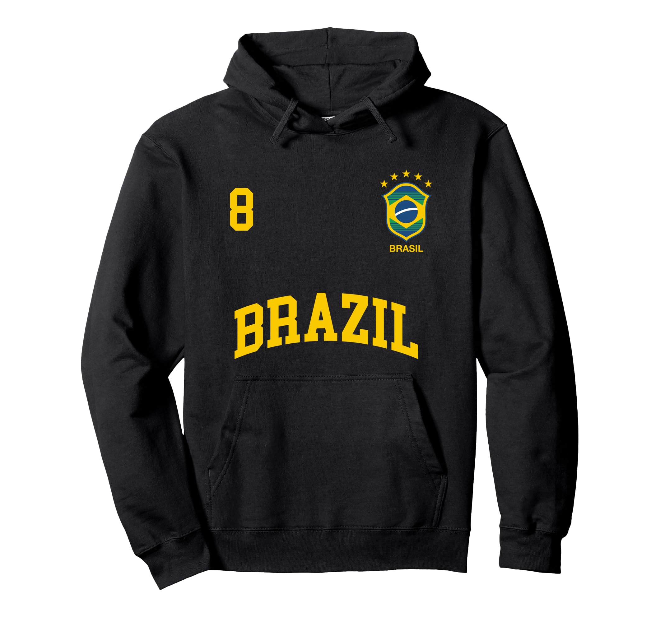 Brazil Number 8 Brazilian Soccer Team Sports Hoodie - Graphic Print Unisex - T-Shirt, Sweatshirt, Hoodie