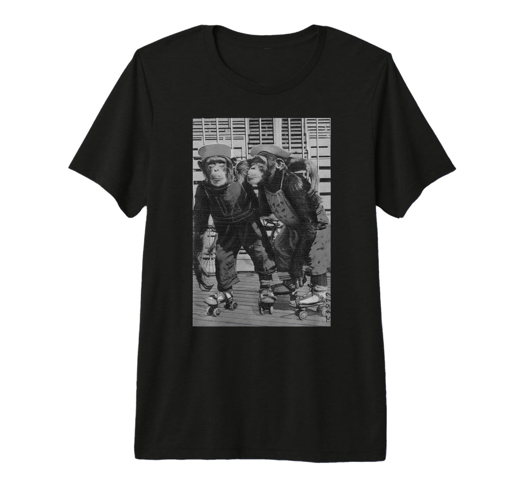Roller Skate Monkey Chimpanzee Chimp T-Shirt - Minimalist Print Unisex - T-Shirt, Sweatshirt, Hoodie