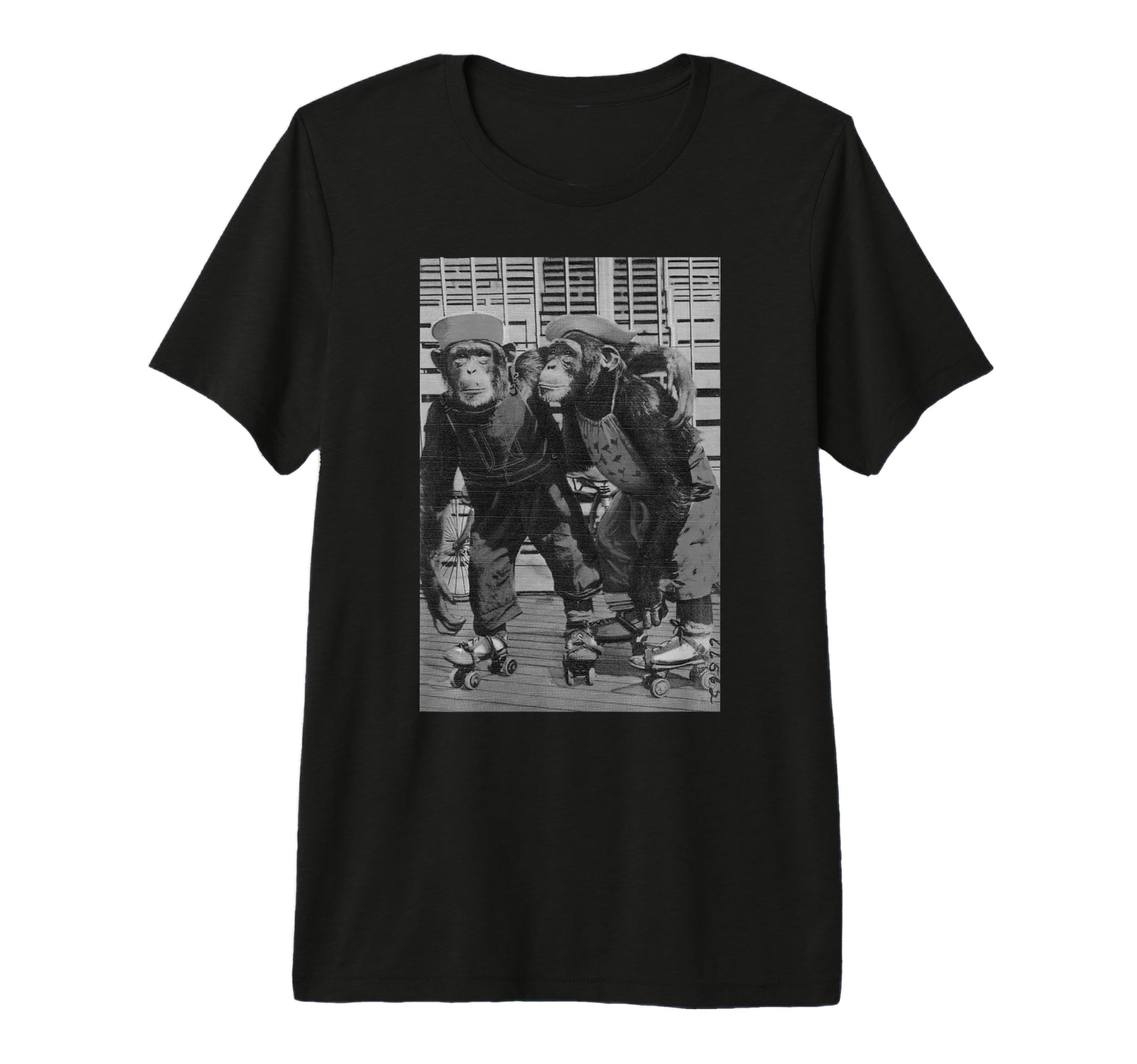 Roller Skate Monkey Chimpanzee Chimp T-Shirt - Minimalist Print Unisex - T-Shirt, Sweatshirt, Hoodie