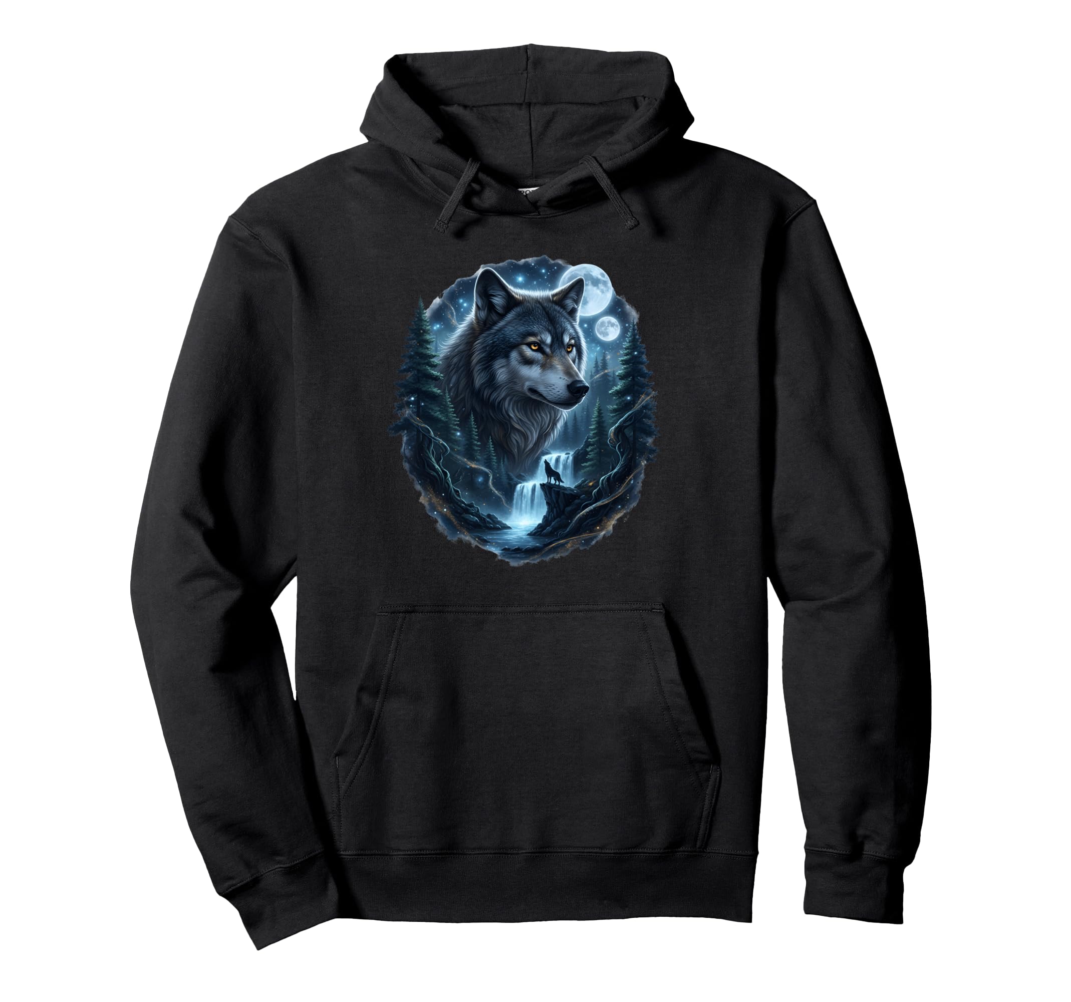 Wolf Moon Howling Grunge Y2K 90S Hoodie - Casual Everyday Wear Men Women - T-Shirt, Sweatshirt, Hoodie