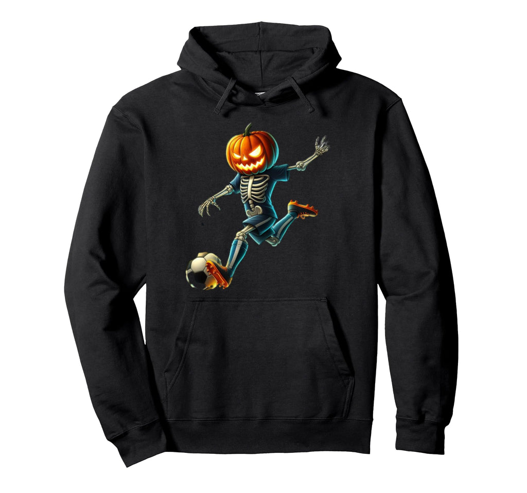 Pumpkin Soccer Skeleton Funny Halloween Hoodie - Trendy Graphic Unisex - T-Shirt, Sweatshirt, Hoodie