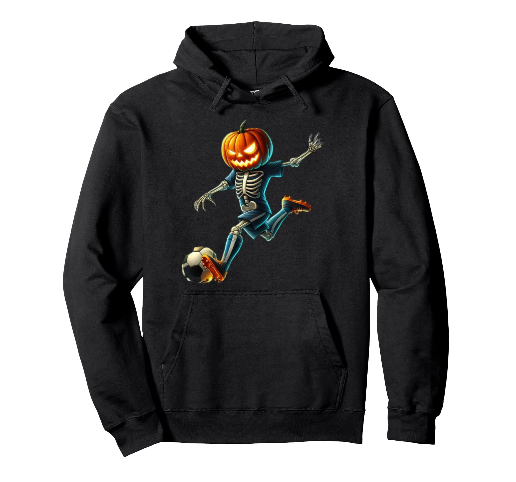 Pumpkin Soccer Skeleton Funny Halloween Hoodie - Trendy Graphic Unisex - T-Shirt, Sweatshirt, Hoodie