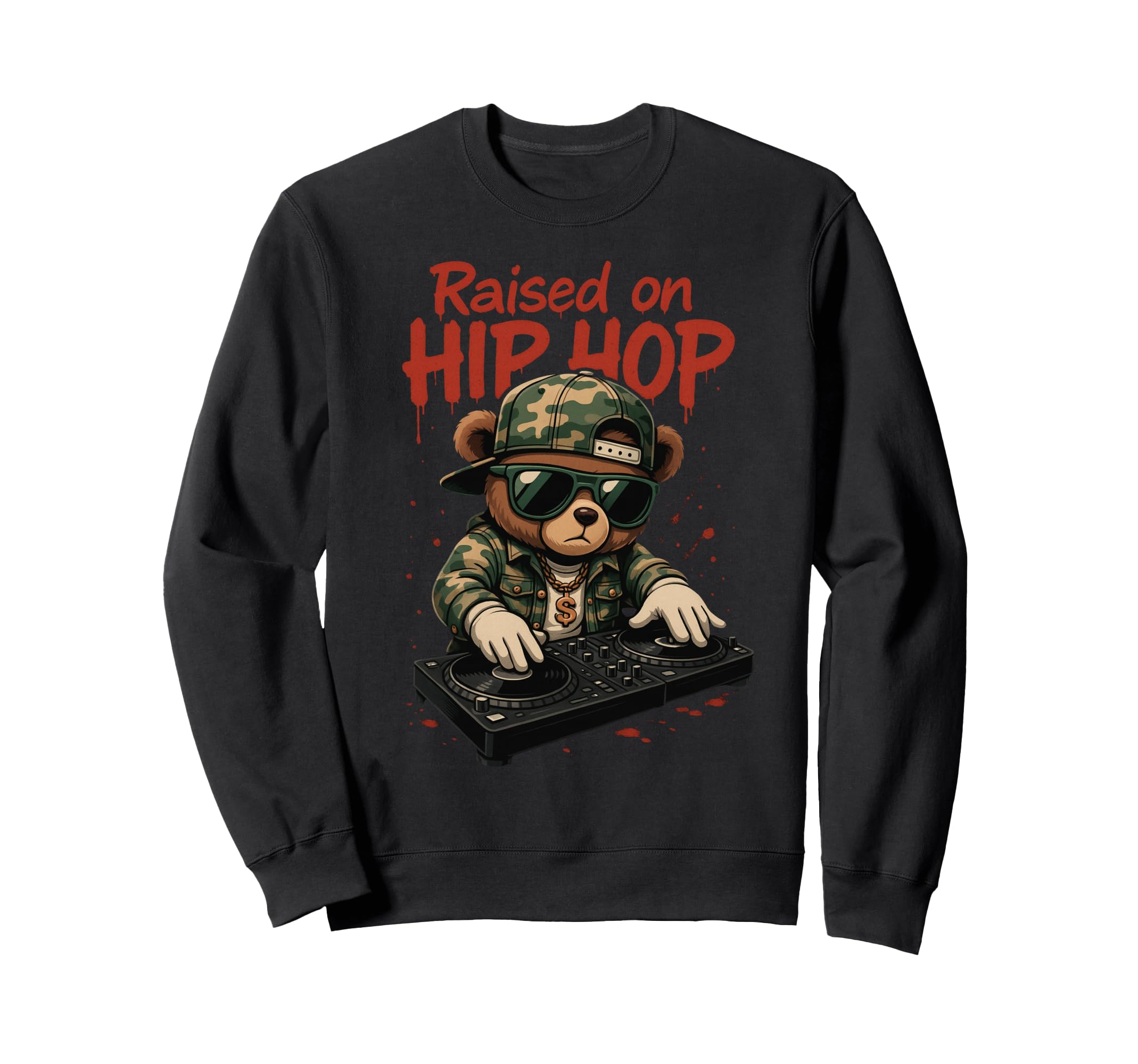 Camouflage Rapper Teddy Bear Camo Sweatshirt - Trendy Graphic for Adults - T-Shirt, Sweatshirt, Hoodie