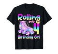Rolling Into 4 Years Old Roller Skating T-Shirt - Unique Graphic Unisex - T-Shirt, Sweatshirt, Hoodie