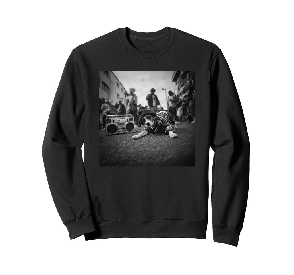 Old School Hip Hop Dog Breakdancing Sweatshirt - Trendy Graphic for Adults - T-Shirt, Sweatshirt, Hoodie