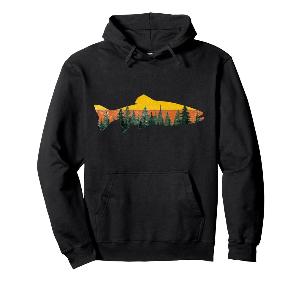 Trout Fly Fishing Outdoor Forest Nature Hoodie - Aesthetic Graphic Unisex - T-Shirt, Sweatshirt, Hoodie