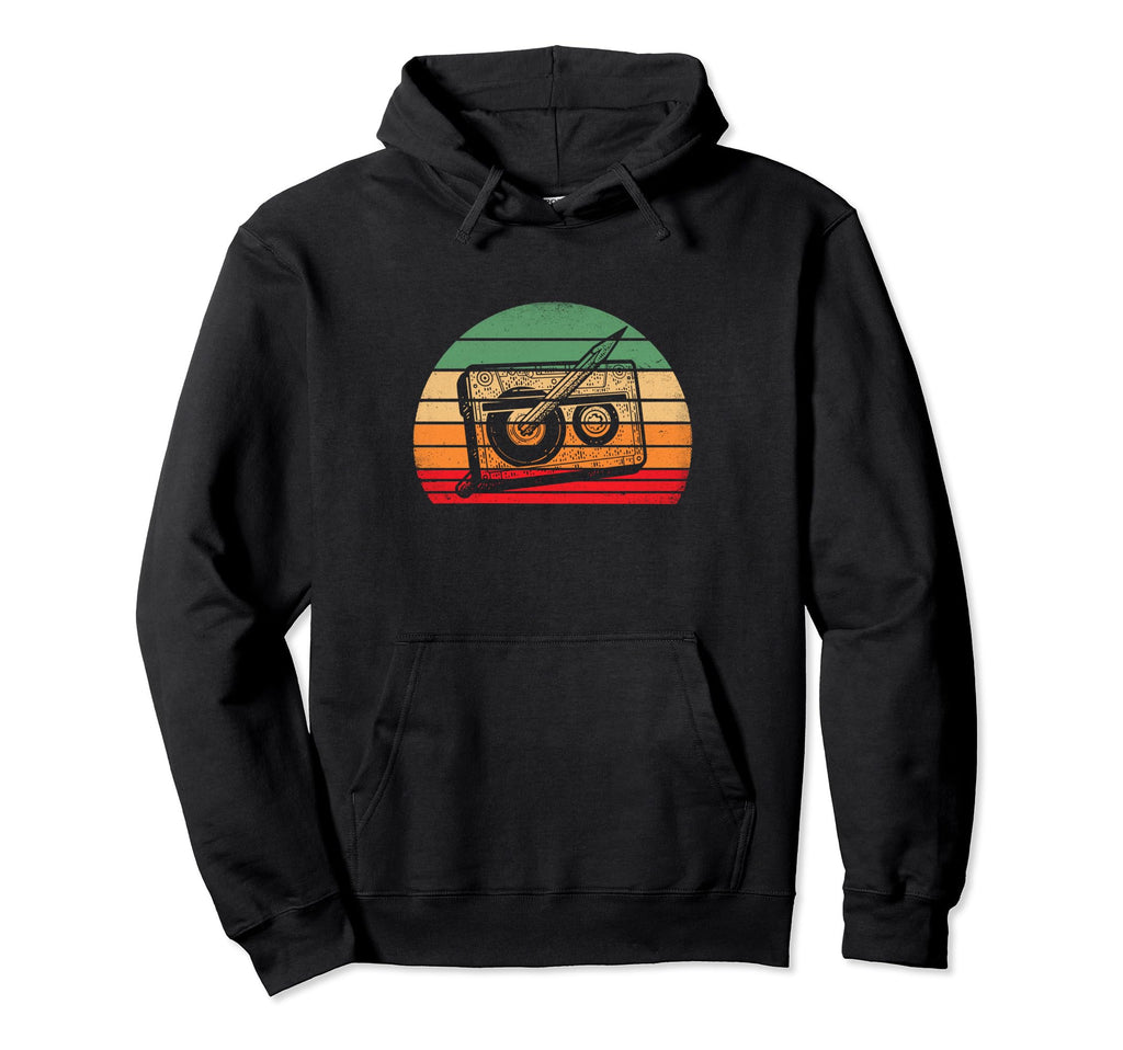 Cassette Tape Pencil 60S 70S 80S Music Hoodie - Trendy Graphic Unisex - T-Shirt, Sweatshirt, Hoodie