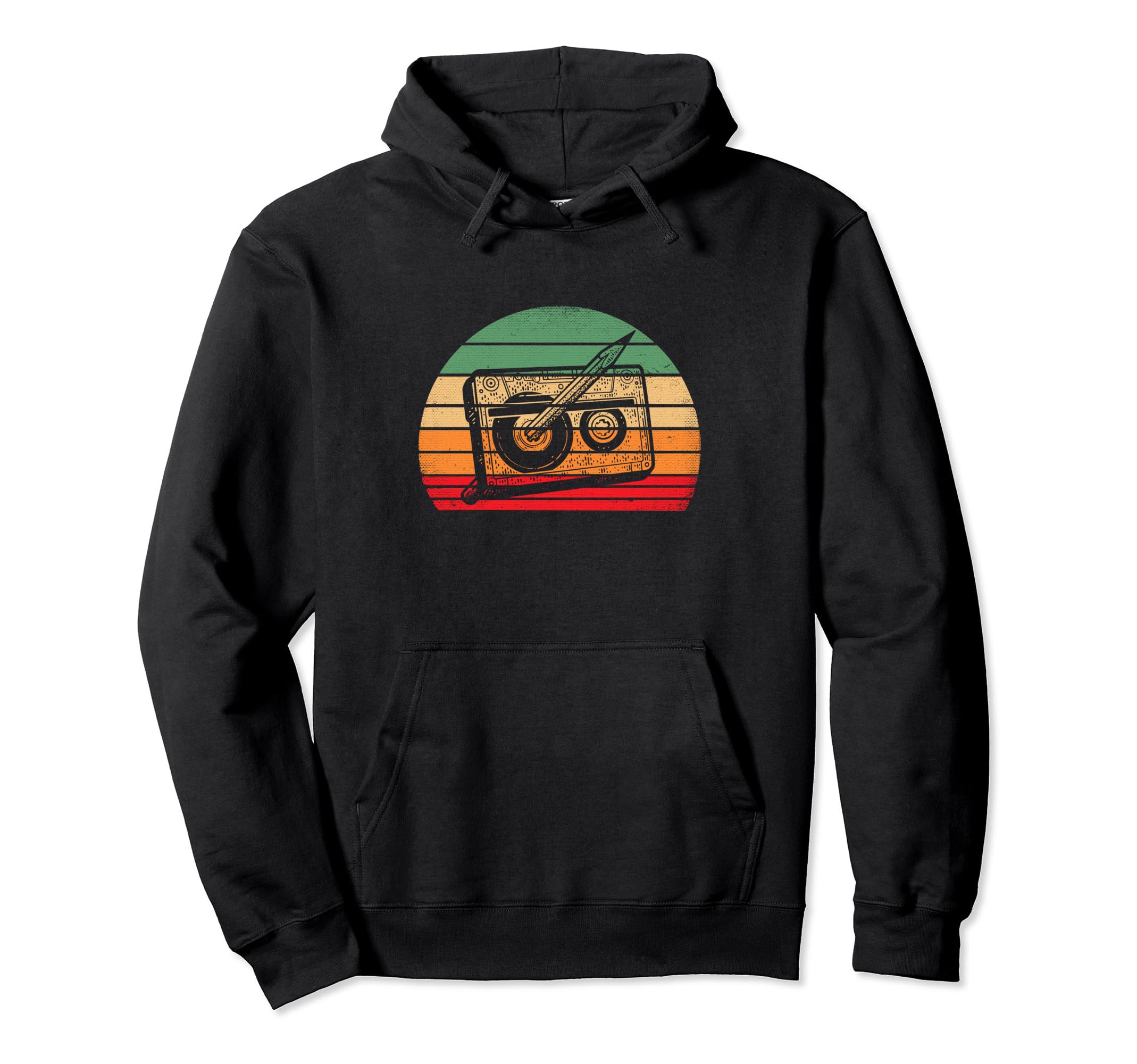Cassette Tape Pencil 60S 70S 80S Music Hoodie - Trendy Graphic Unisex - T-Shirt, Sweatshirt, Hoodie