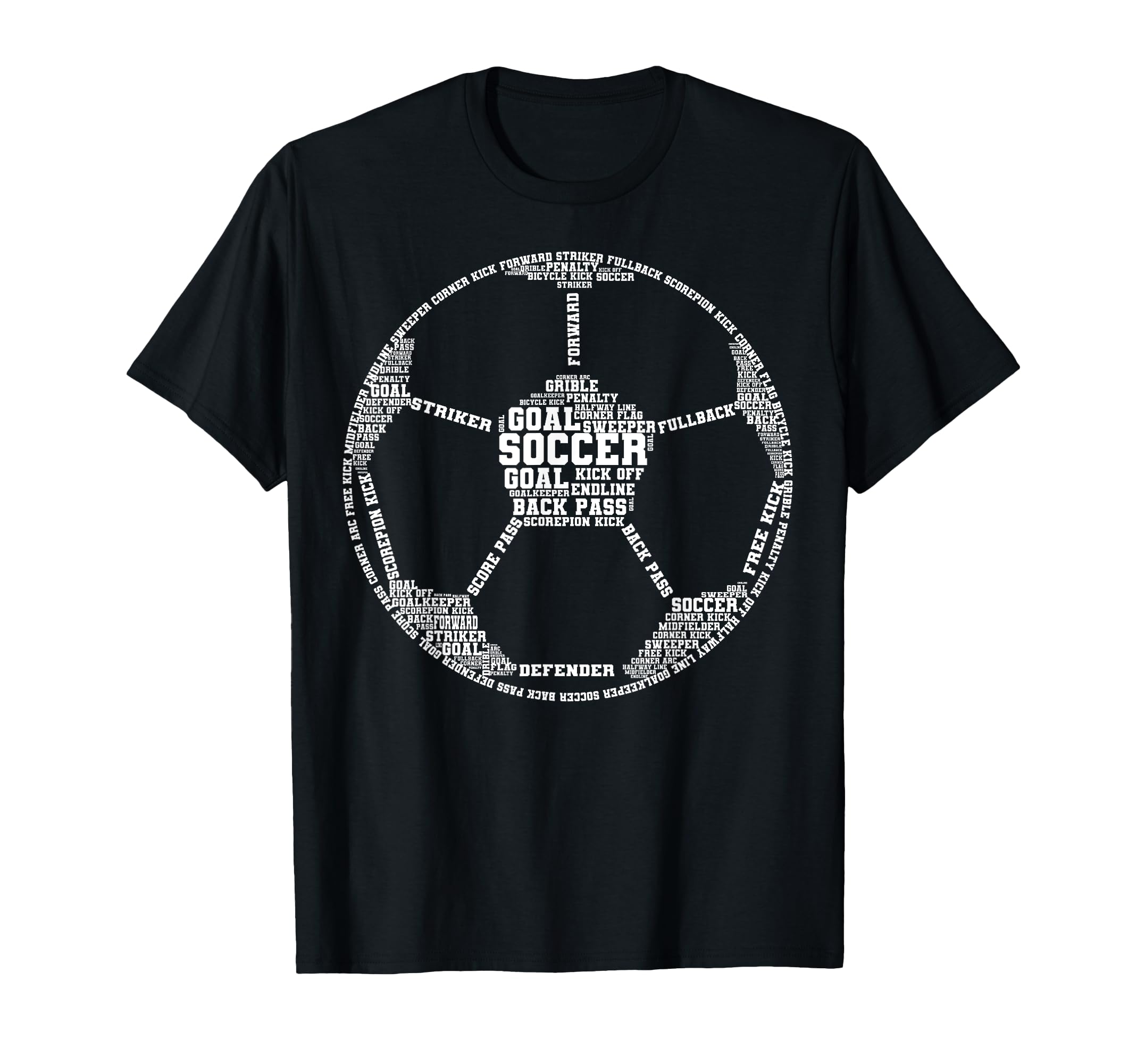 Funny Word Cloud Soccer Ball Gift T-Shirt - Fun Novelty Design Men Women - T-Shirt, Sweatshirt, Hoodie