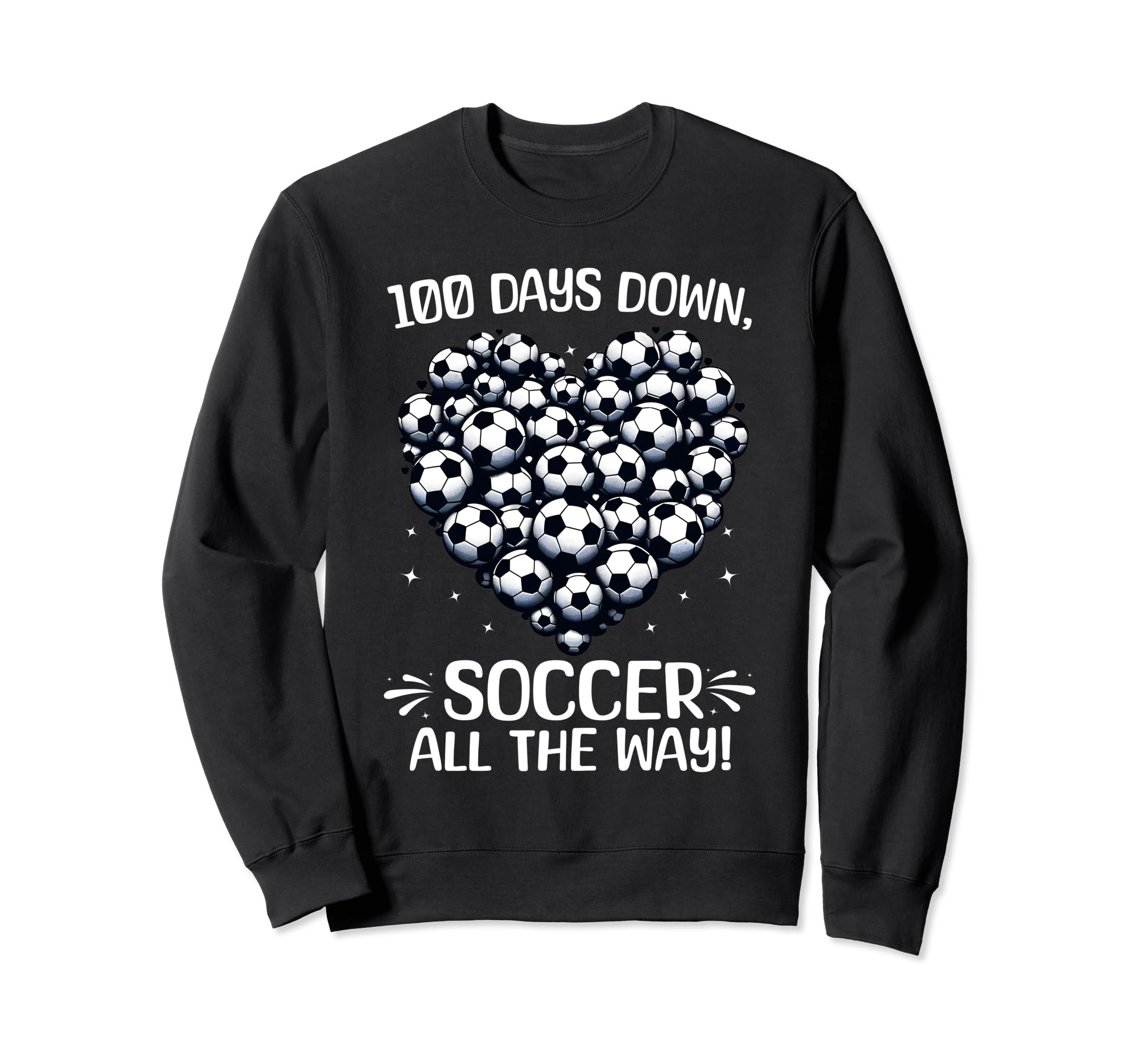 100 Days School Soccer Heart Sweatshirt - Fun Novelty Design for Adults - T-Shirt, Sweatshirt, Hoodie
