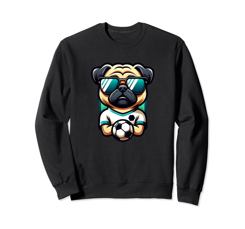 Pug Dog Soccer Player Champion Sweatshirt - Custom Art Print for Adults - T-Shirt, Sweatshirt, Hoodie