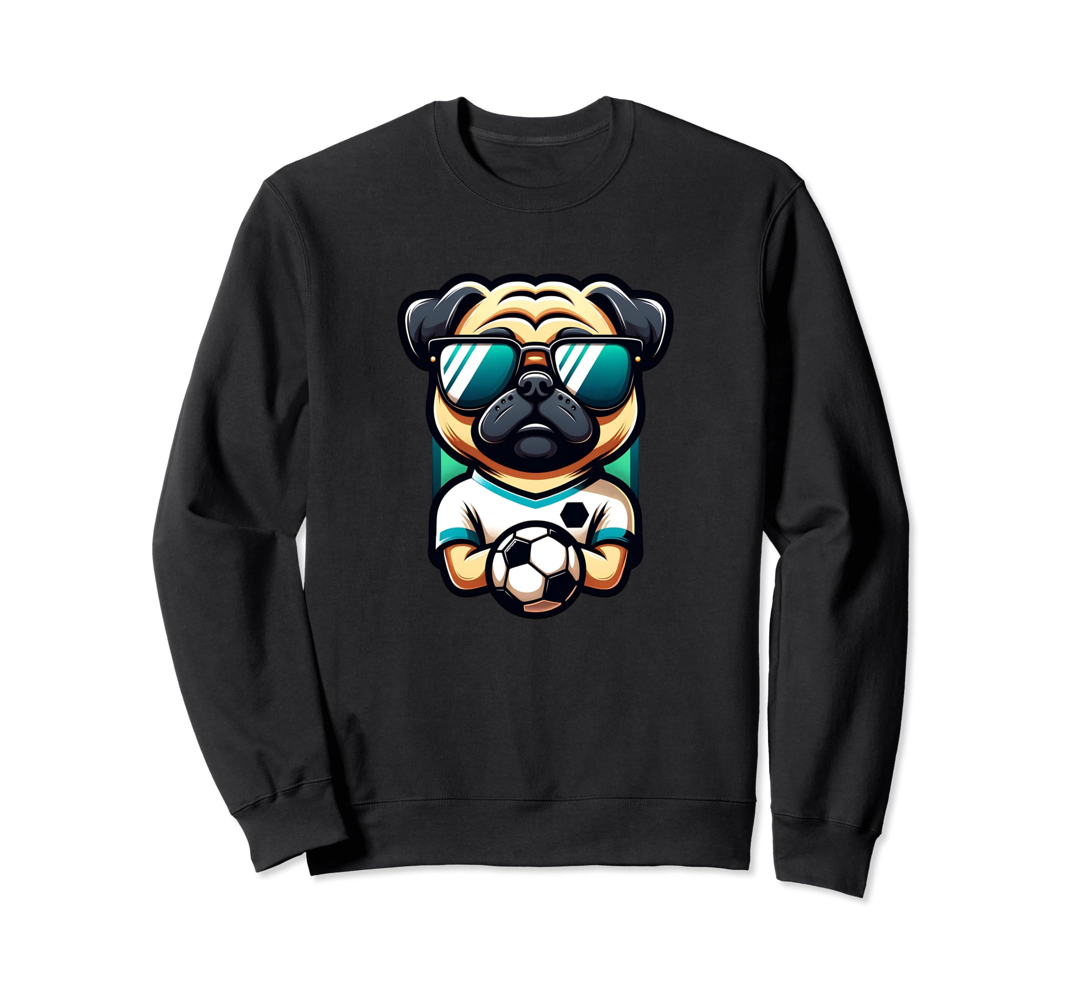 Pug Dog Soccer Player Champion Sweatshirt - Custom Art Print for Adults - T-Shirt, Sweatshirt, Hoodie