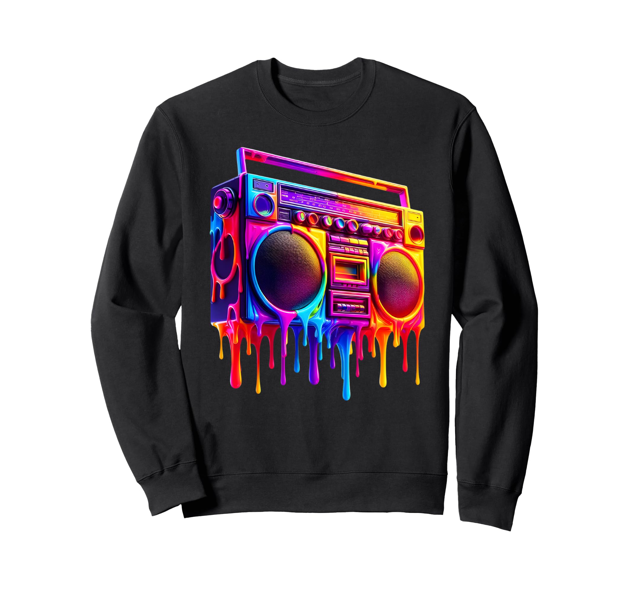 Dripping Paint Boombox Old Sweatshirt - Aesthetic Graphic for Adults - T-Shirt, Sweatshirt, Hoodie